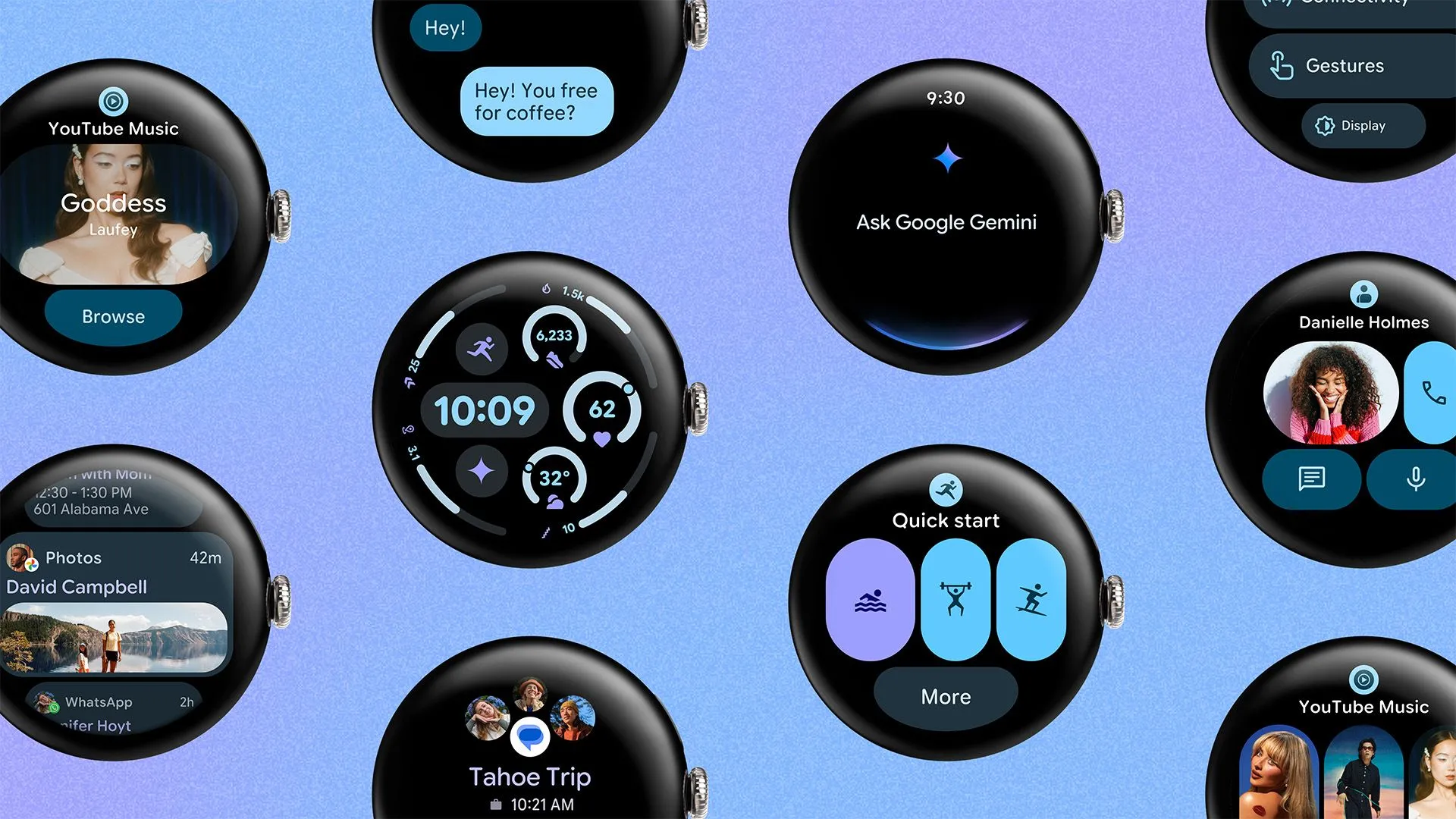 Ảnh chụp màn hình giao diện Material 3 Expressive trên Wear OS, gợi ý cho Android 16 QPR1 Beta
