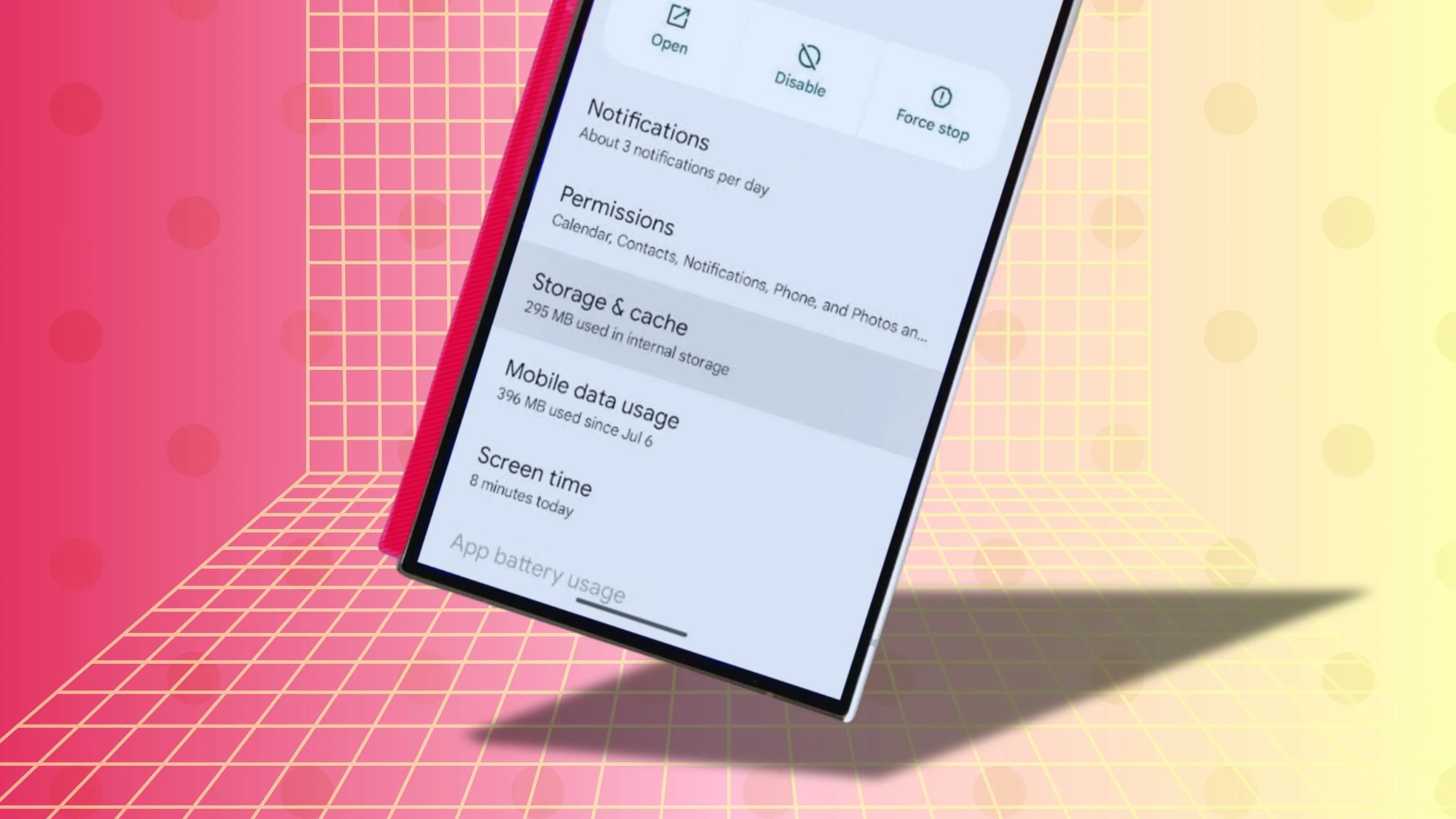 Ảnh hiển thị cài đặt thông tin ứng dụng trên Android với Storage &amp; cache được chọn
