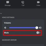 Chọn tùy chọn tắt tiếng khi nhấn giữ người dùng Discord trên điện thoại