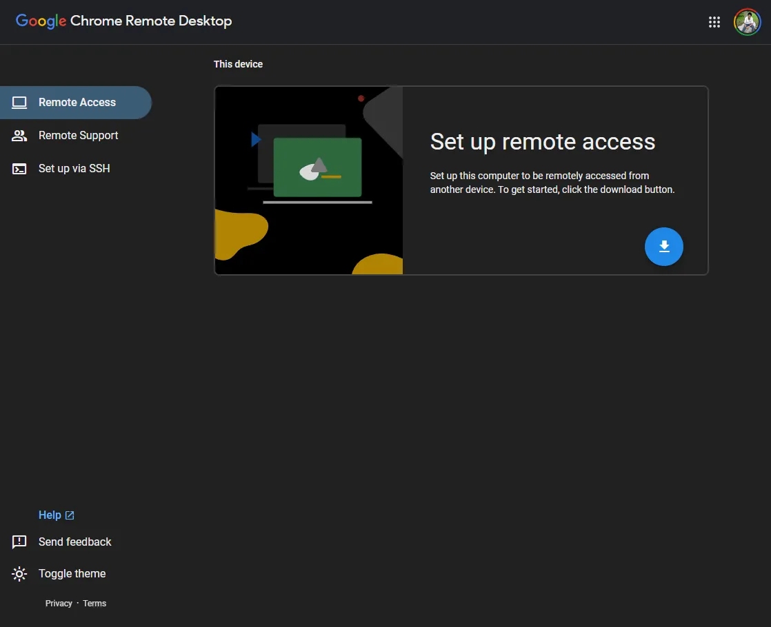 Công cụ thiết lập tải xuống Google Chrome Remote Desktop