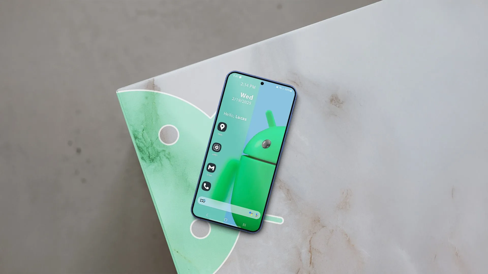 Điện thoại Android với màn hình chính được tùy chỉnh