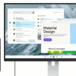 Giao diện chế độ desktop trên Android với thanh tác vụ và các cửa sổ ứng dụng nổi