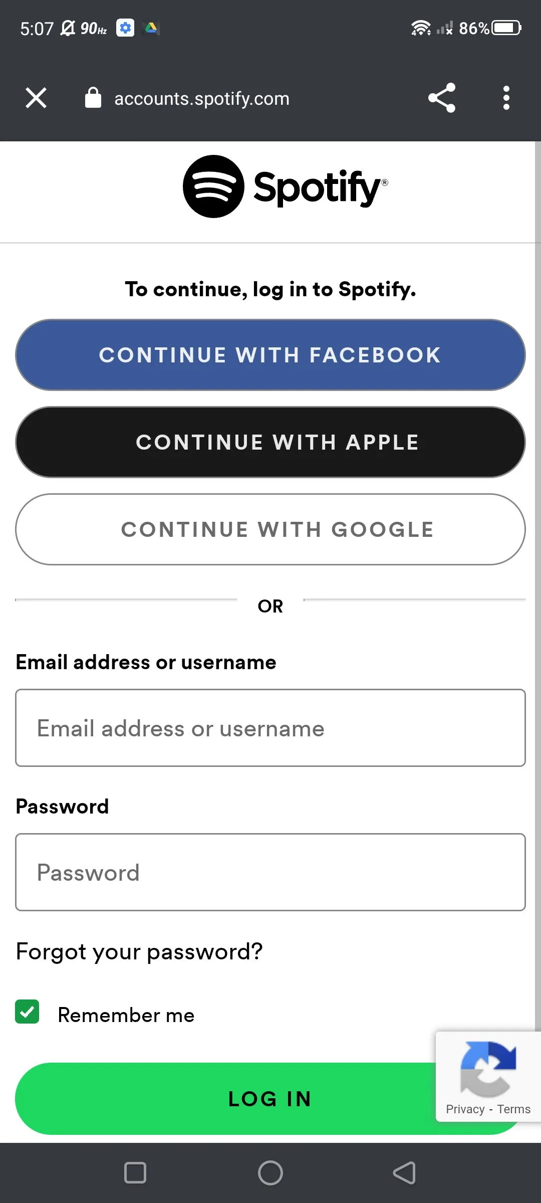 Giao diện đăng nhập Spotify hiện lên để xác nhận kết nối từ ứng dụng Discord di động