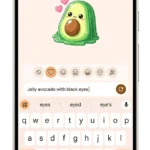 Giao diện ứng dụng Gboard trên điện thoại Pixel 9 Pro, hiển thị trình tạo sticker AI Pixel Studio với khung nhập mô tả để tạo nhãn dán độc đáo.