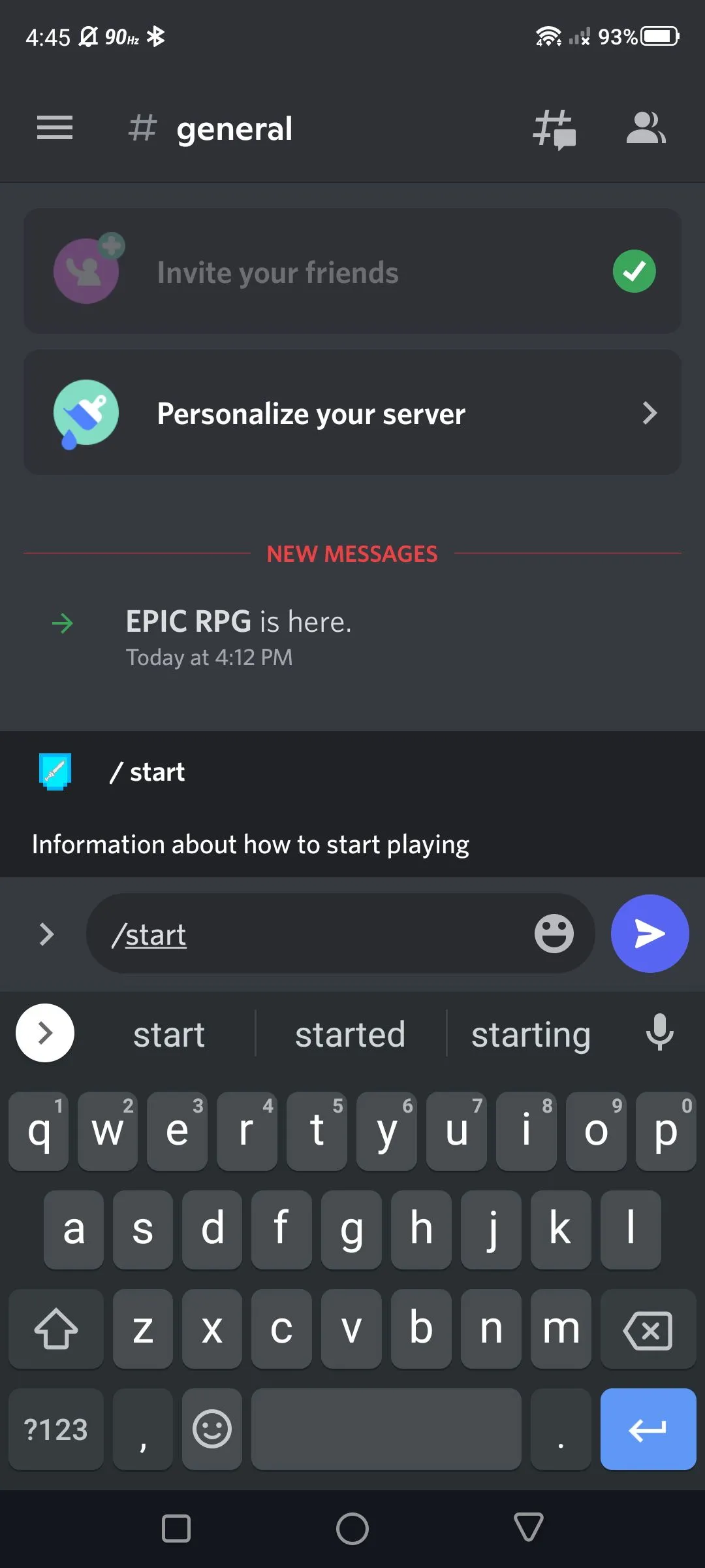 Gõ lệnh để tương tác với bot trong kênh chat Discord