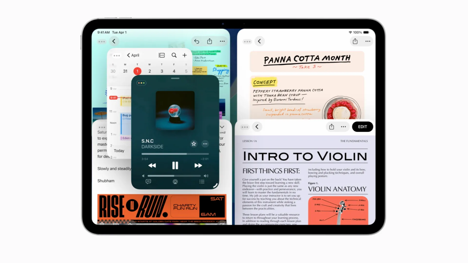 Hệ thống cửa sổ mới trên iPadOS 26 cho phép đa nhiệm với nhiều ứng dụng cùng lúc.