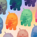 Hình ảnh minh họa các mascot Android tại sự kiện ra mắt Android 16 ở Google I/O
