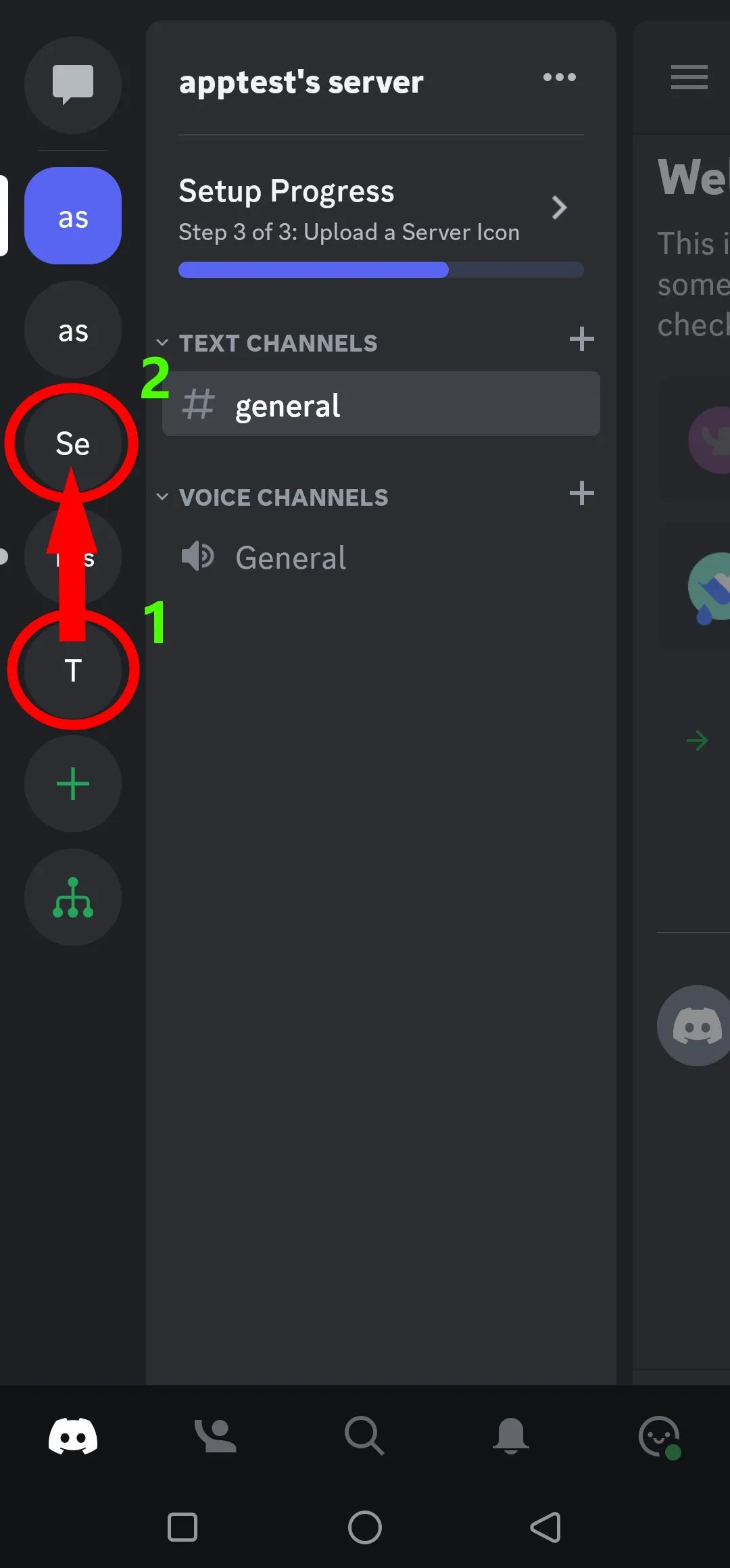 Hình minh họa cách kéo một server Discord di động lên server khác để tạo thư mục
