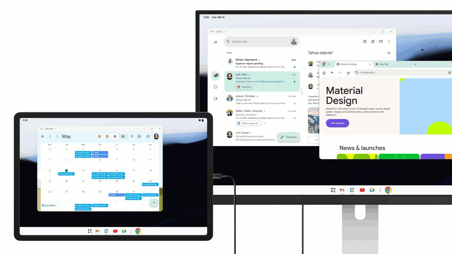 Khả năng đa nhiệm và mở nhiều cửa sổ ứng dụng cùng lúc trong chế độ desktop Android