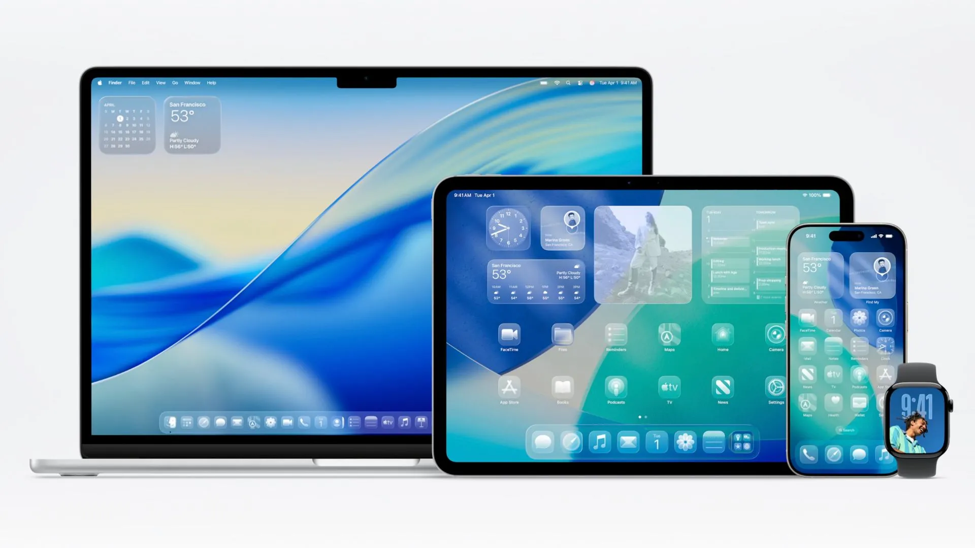 Màn hình iPad hiển thị giao diện Liquid Glass mới của iPadOS 26 với hiệu ứng trong suốt và phản chiếu.