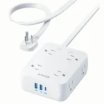 Ổ cắm điện Anker 341 USB Power Strip màu trắng hiển thị các cổng AC và USB