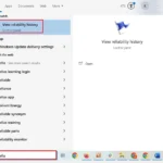 Tìm kiếm Reliability Monitor trong thanh Start menu Windows