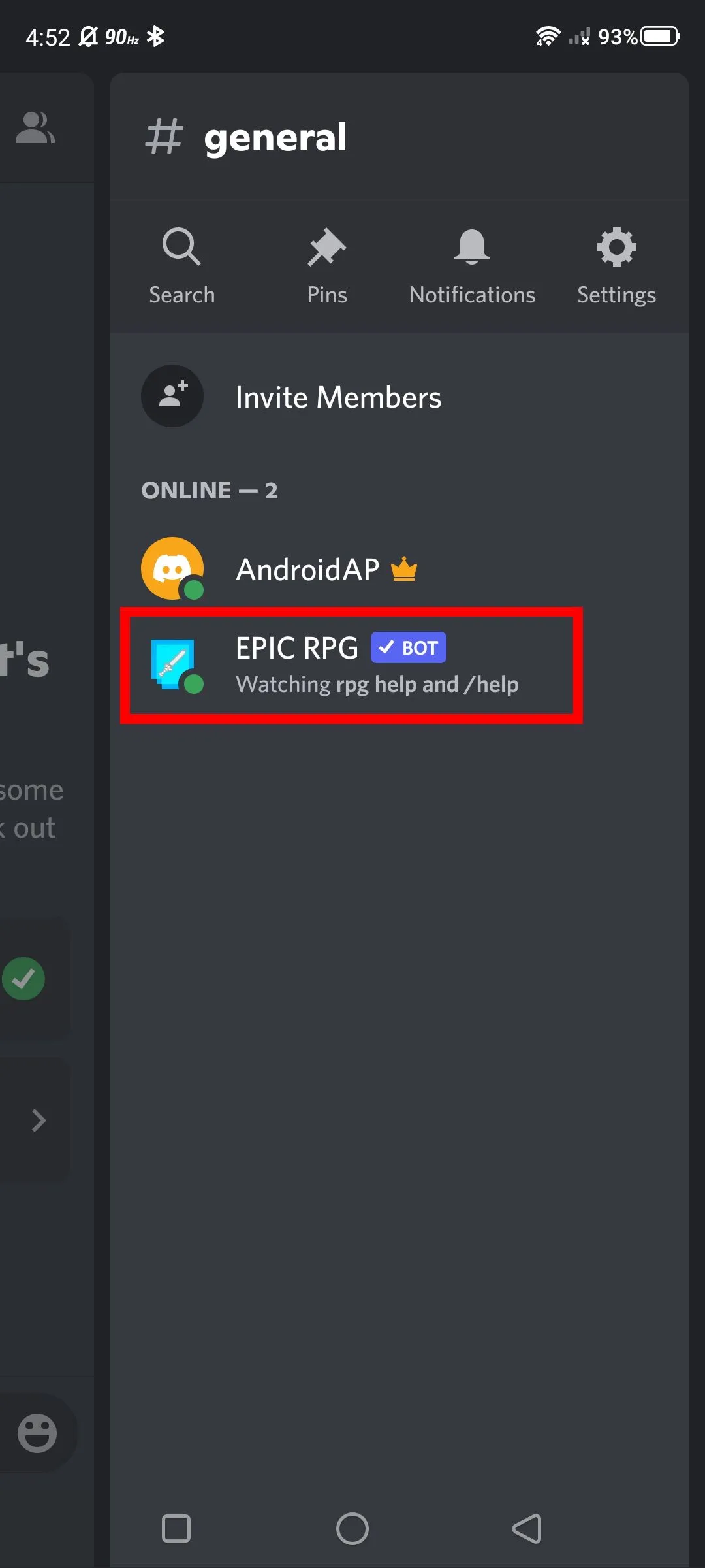 Xem thông tin hồ sơ của bot trên Discord mobile để tìm tùy chọn Kick