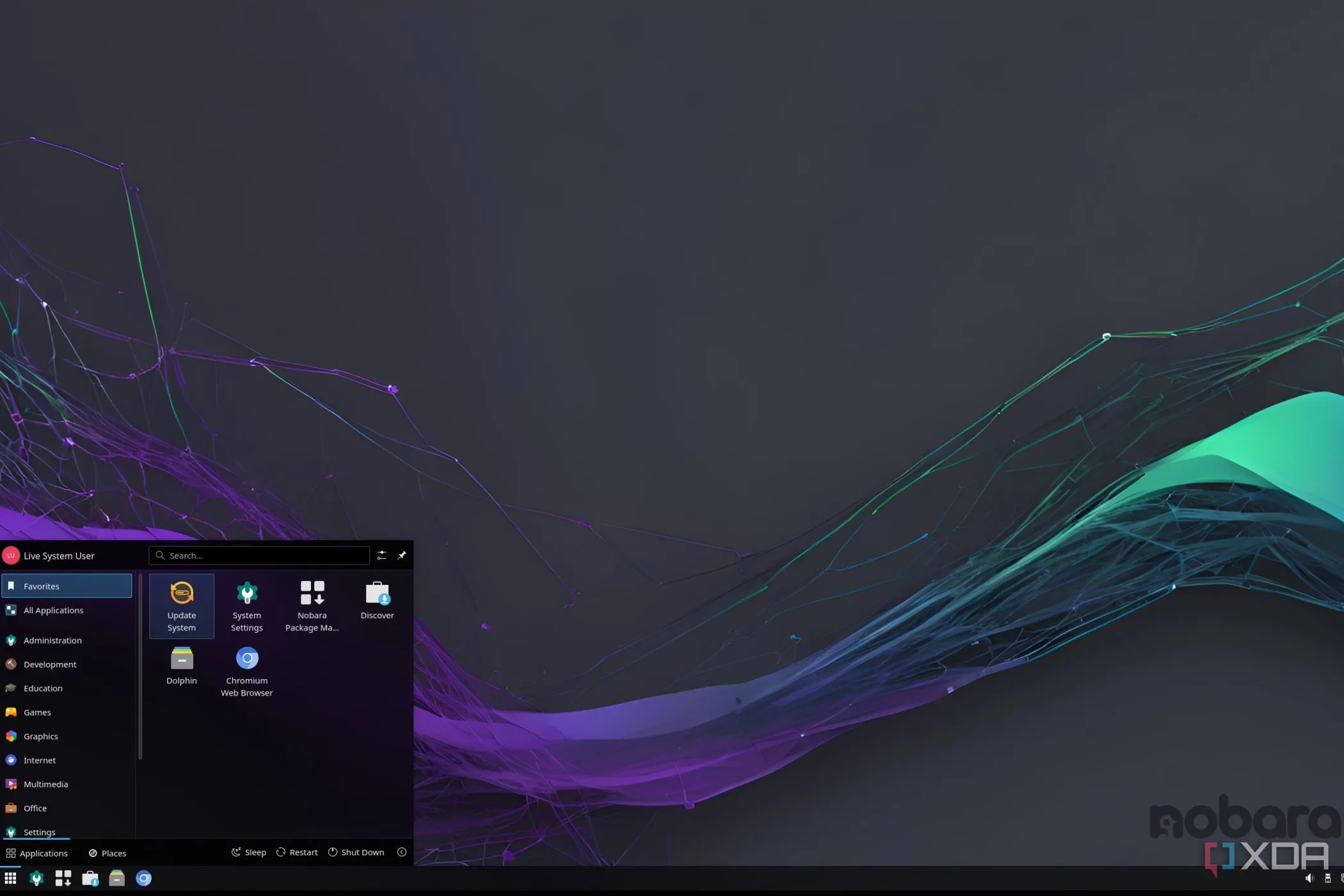 Ảnh chụp màn hình hệ điều hành Linux Nobara với giao diện desktop