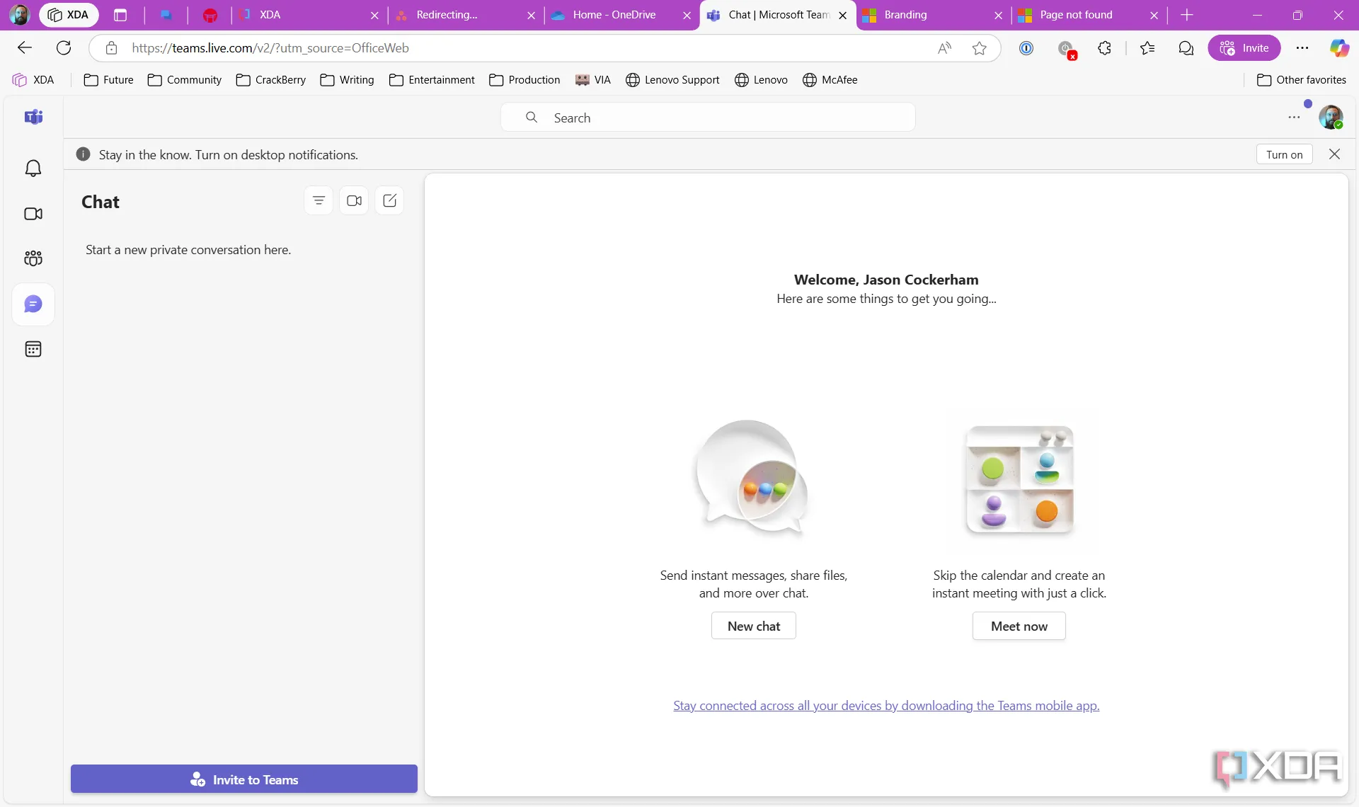Ảnh chụp màn hình Microsoft Teams phiên bản web
