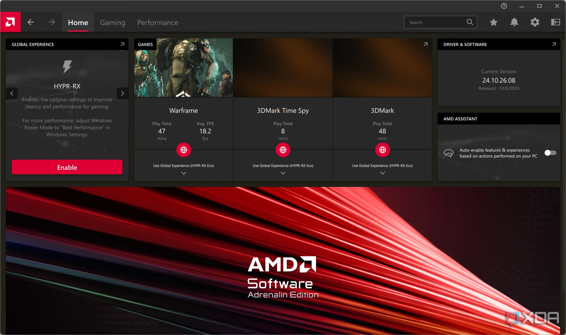 Ảnh chụp màn hình phần mềm quản lý GPU AMD trên Lenovo T14 Gen 6