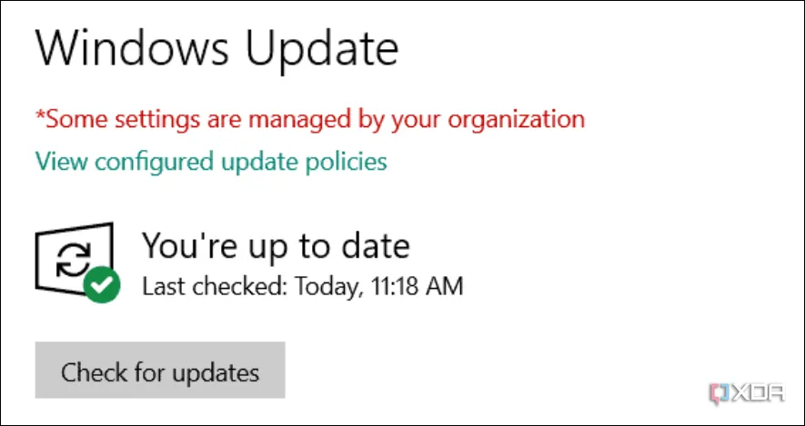Ảnh minh họa lỗi "Some settings are managed by your organization" trong Cài đặt Windows