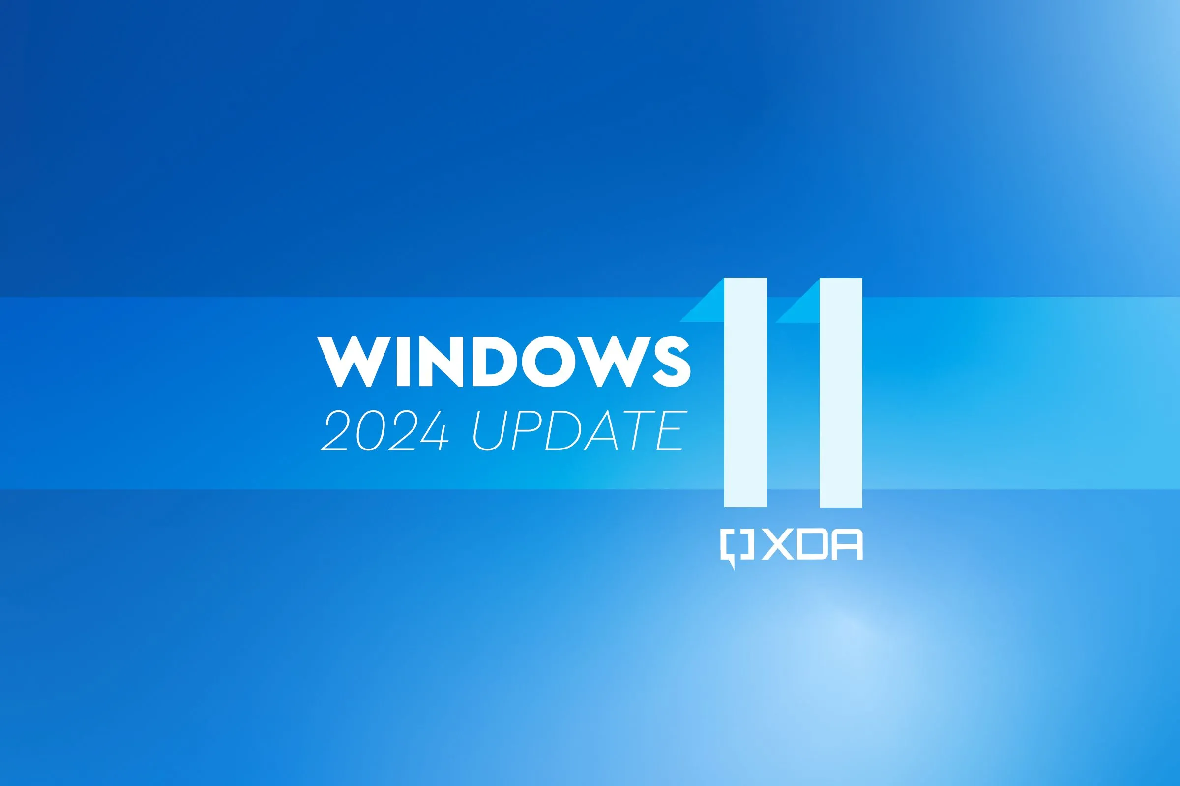 Bản cập nhật Windows 11 2024 Update biểu tượng trên nền xanh