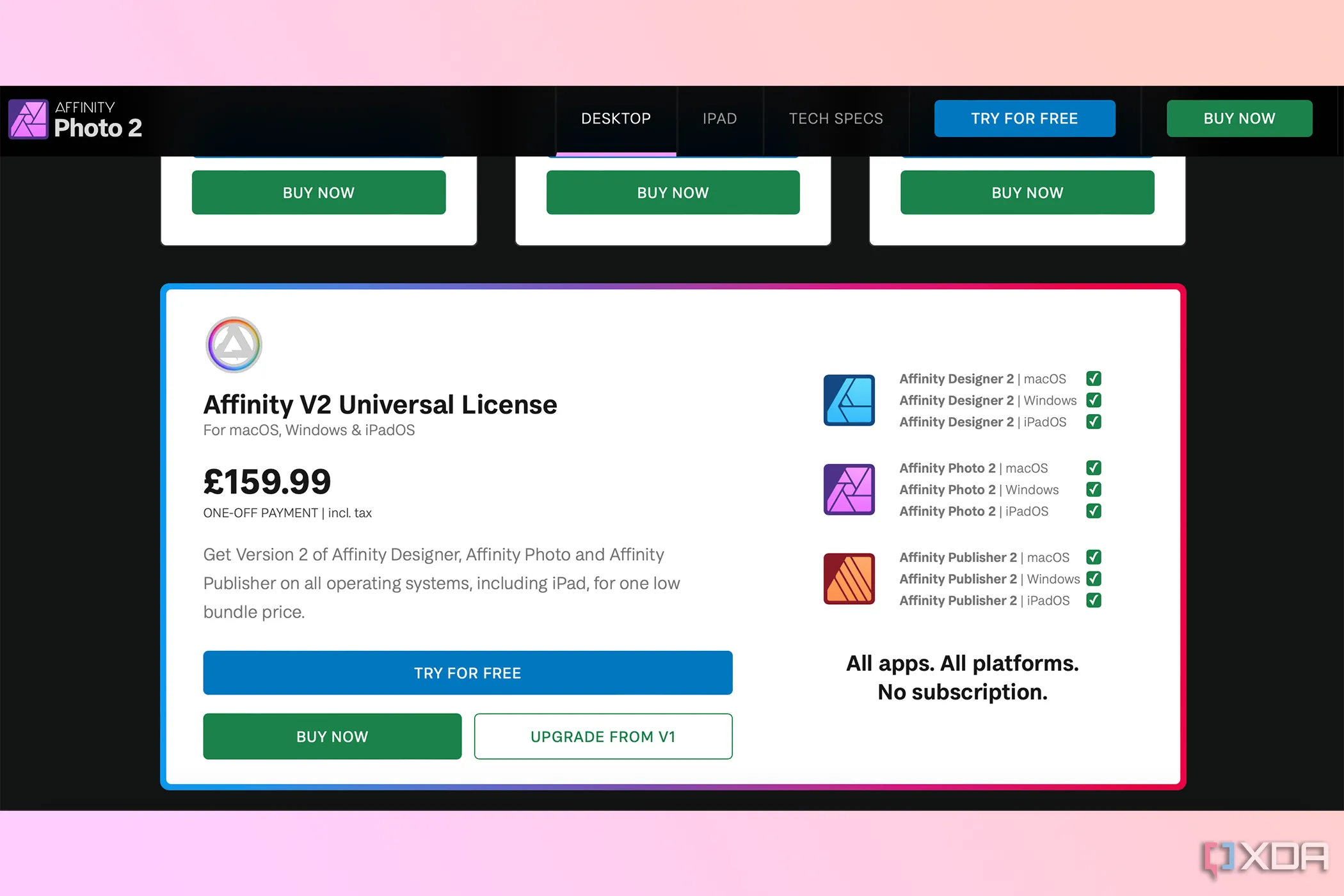 Bảng giá giấy phép Universal License của Affinity