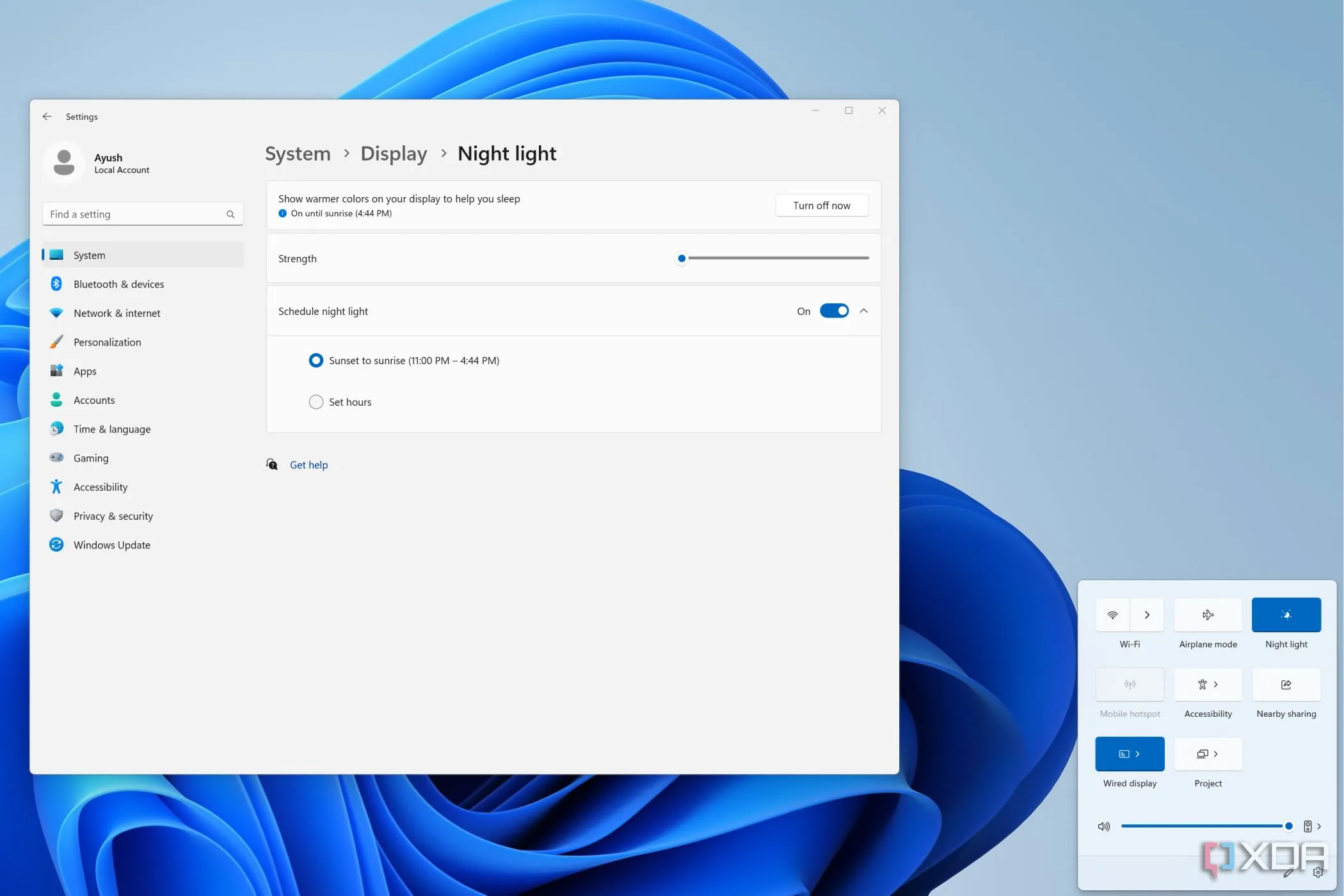 Cách bật Night light tự động trên Windows 11 để bảo vệ mắt