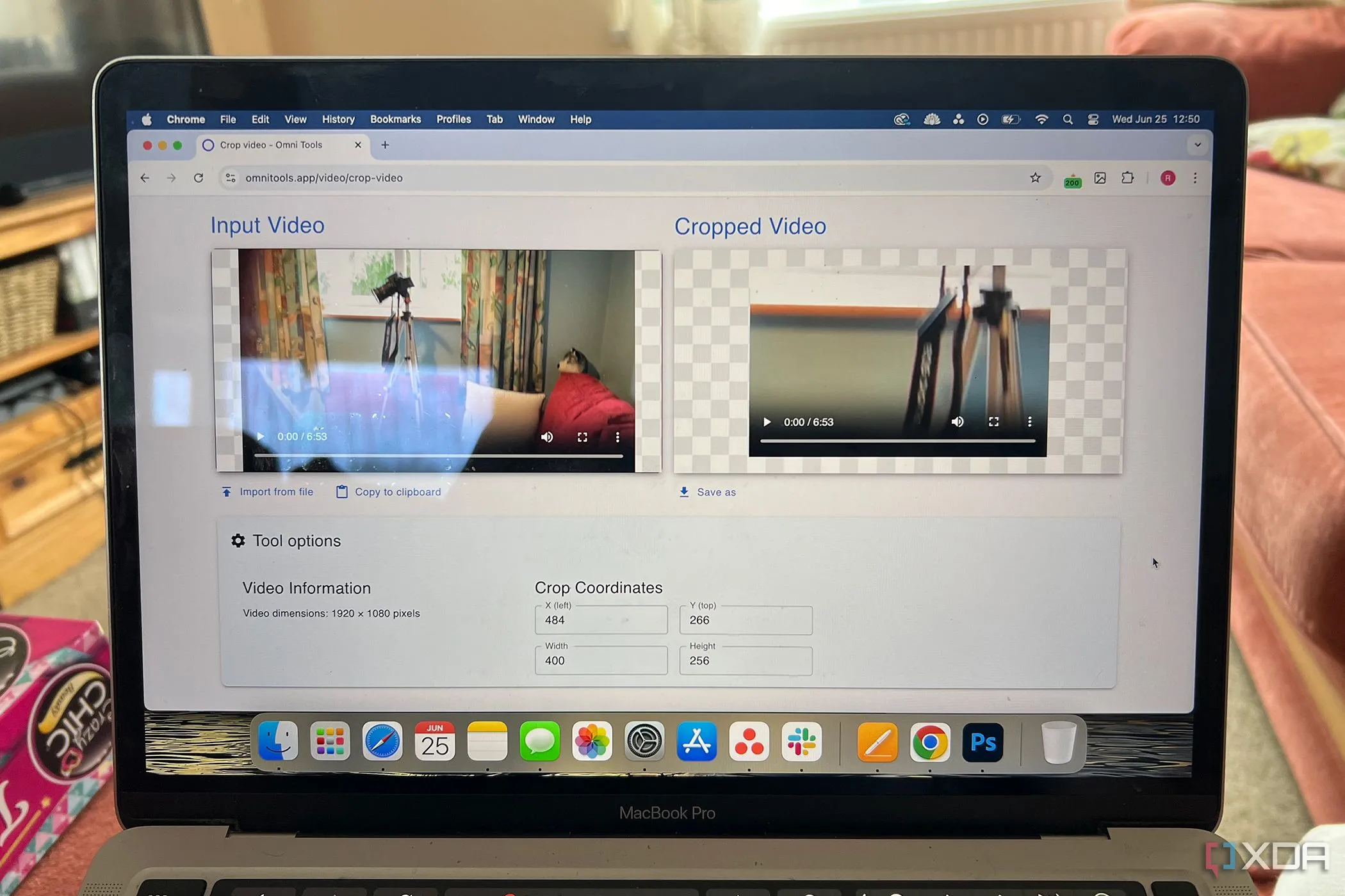 Cách cắt khung hình video bằng cách nhập tọa độ X, Y và kích thước mới trên Omni Tools.