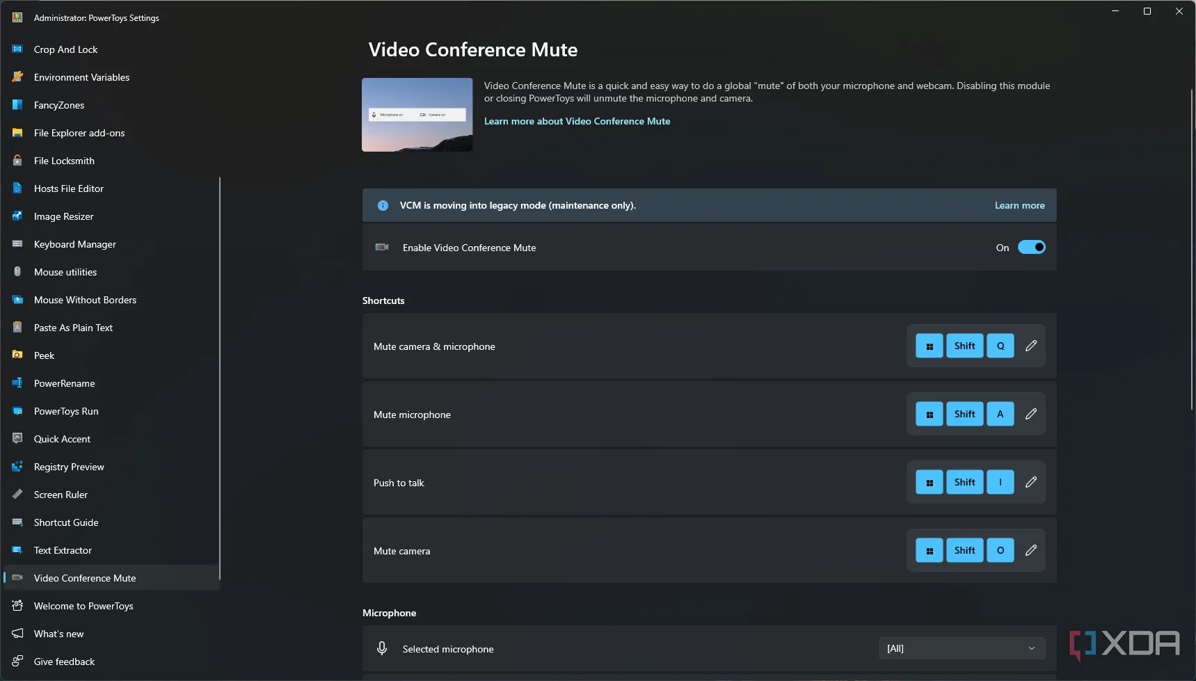 Cài đặt Video Conference Mute của PowerToys giúp tắt mic và camera nhanh chóng