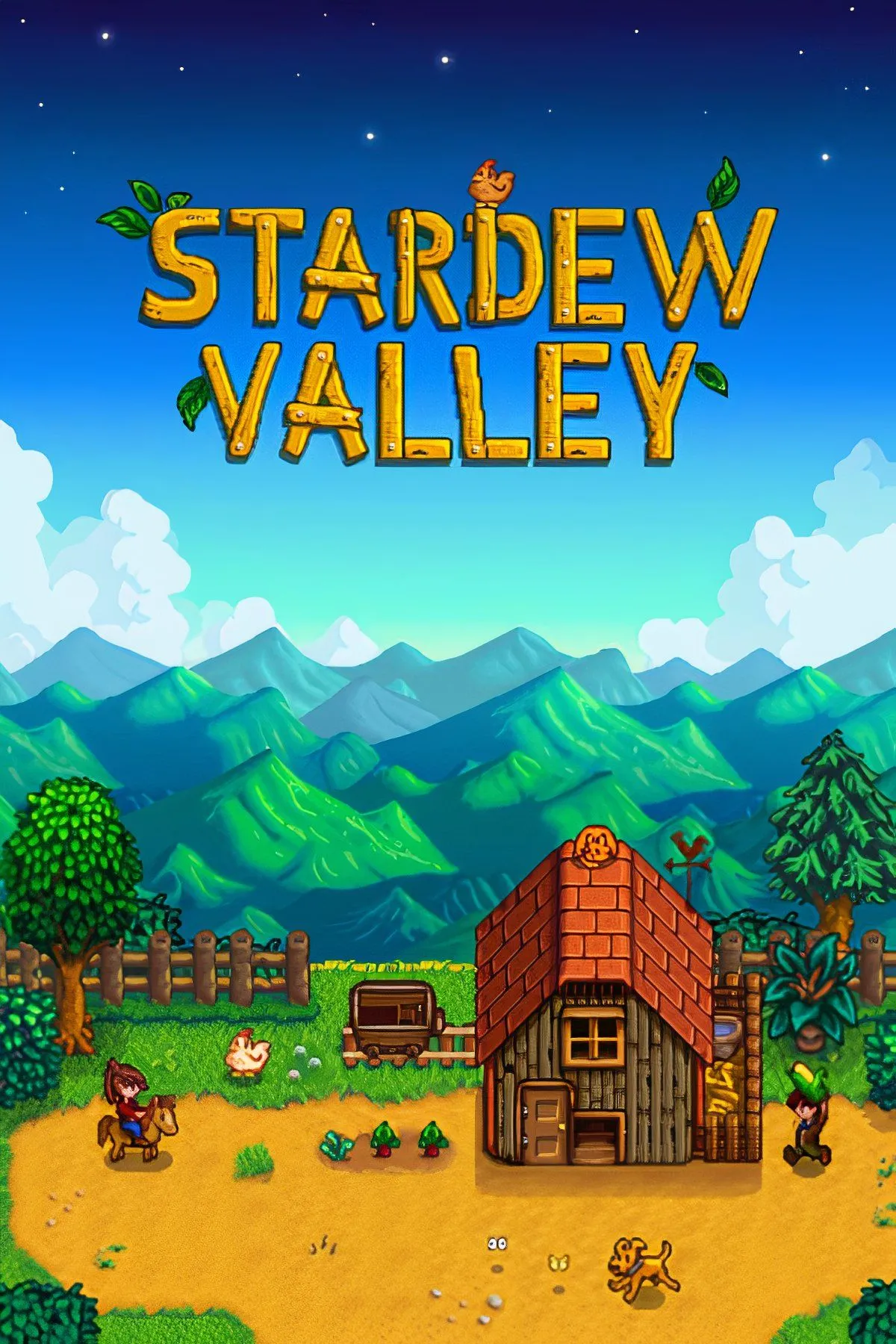 Cảnh quan nông trại yên bình trong game Stardew Valley