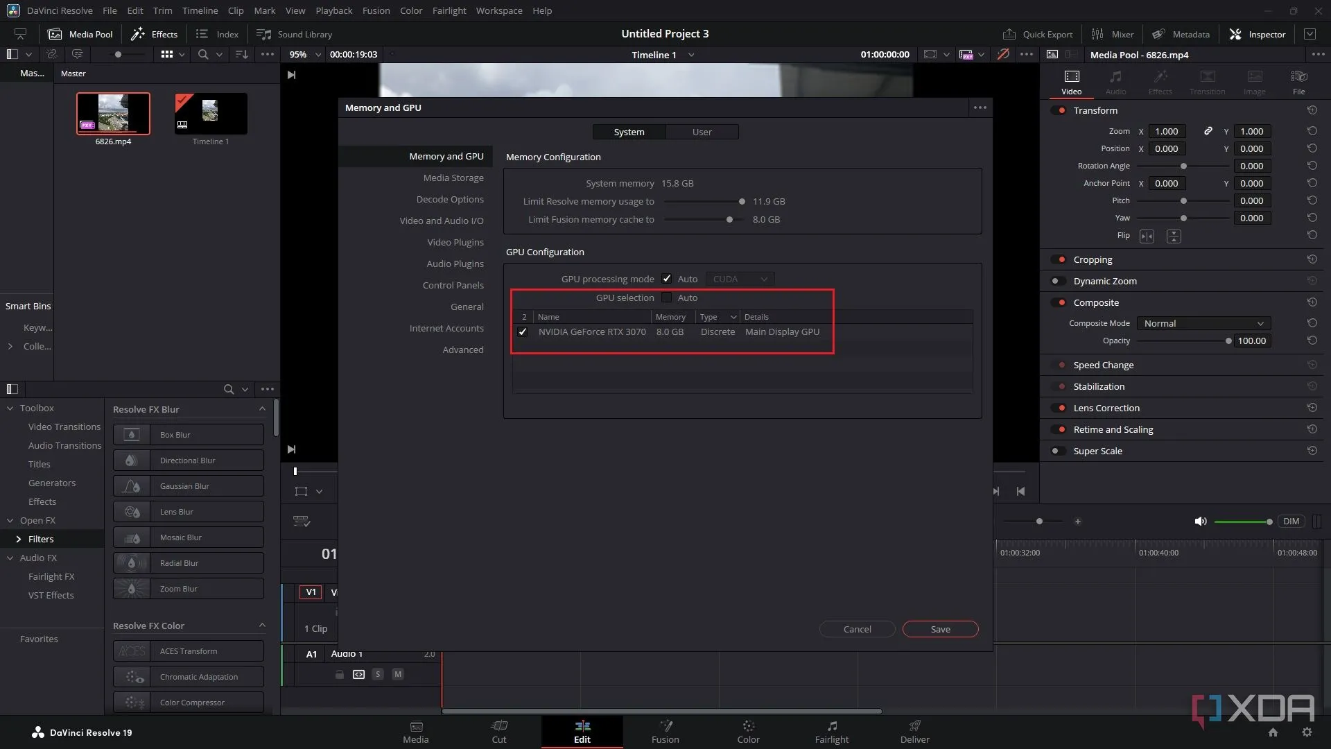 Cấu hình GPU trong DaVinci Resolve để sử dụng card đồ họa rời