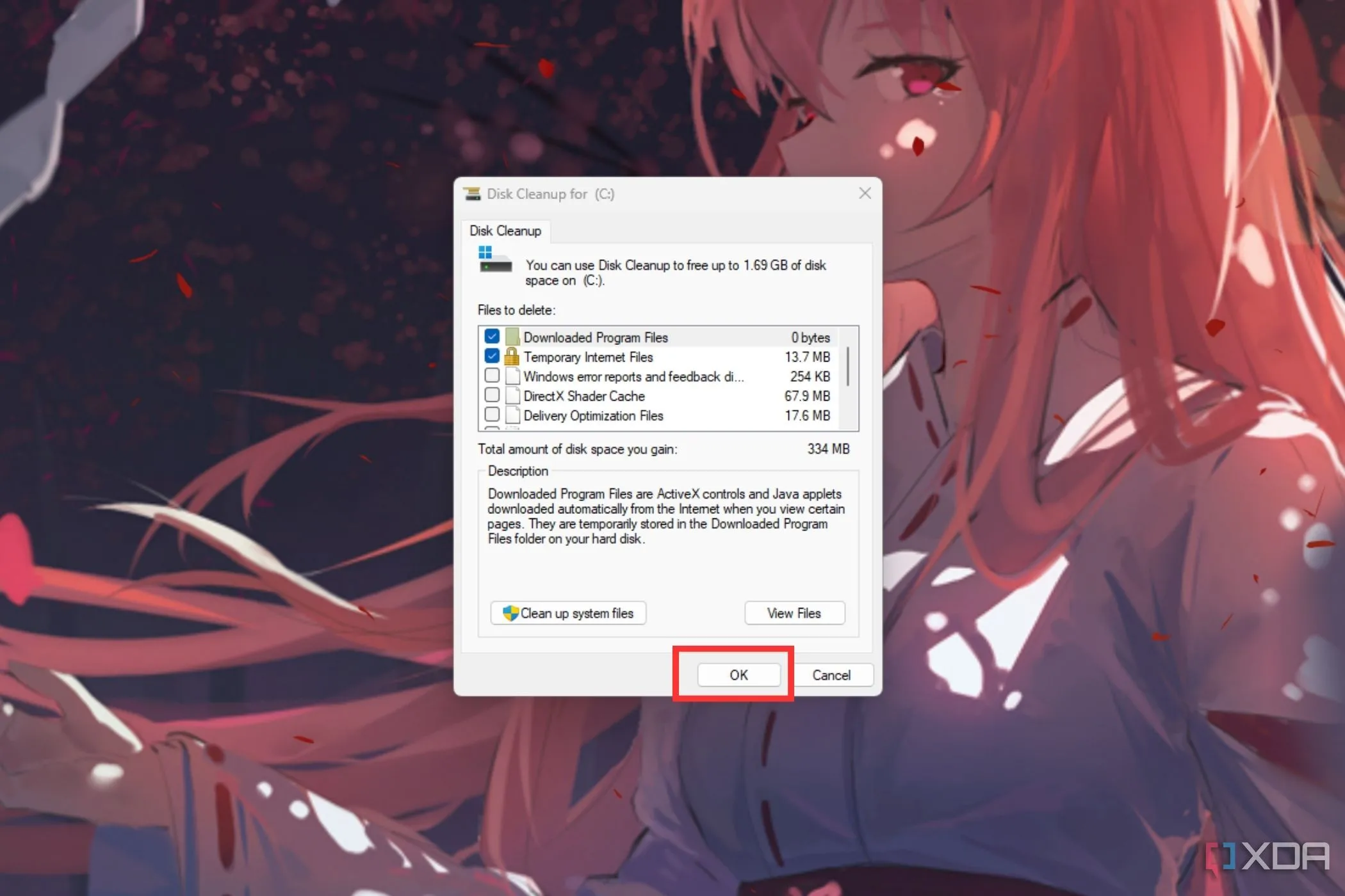 Chọn loại tệp tin cần xóa trong tiện ích Disk Cleanup