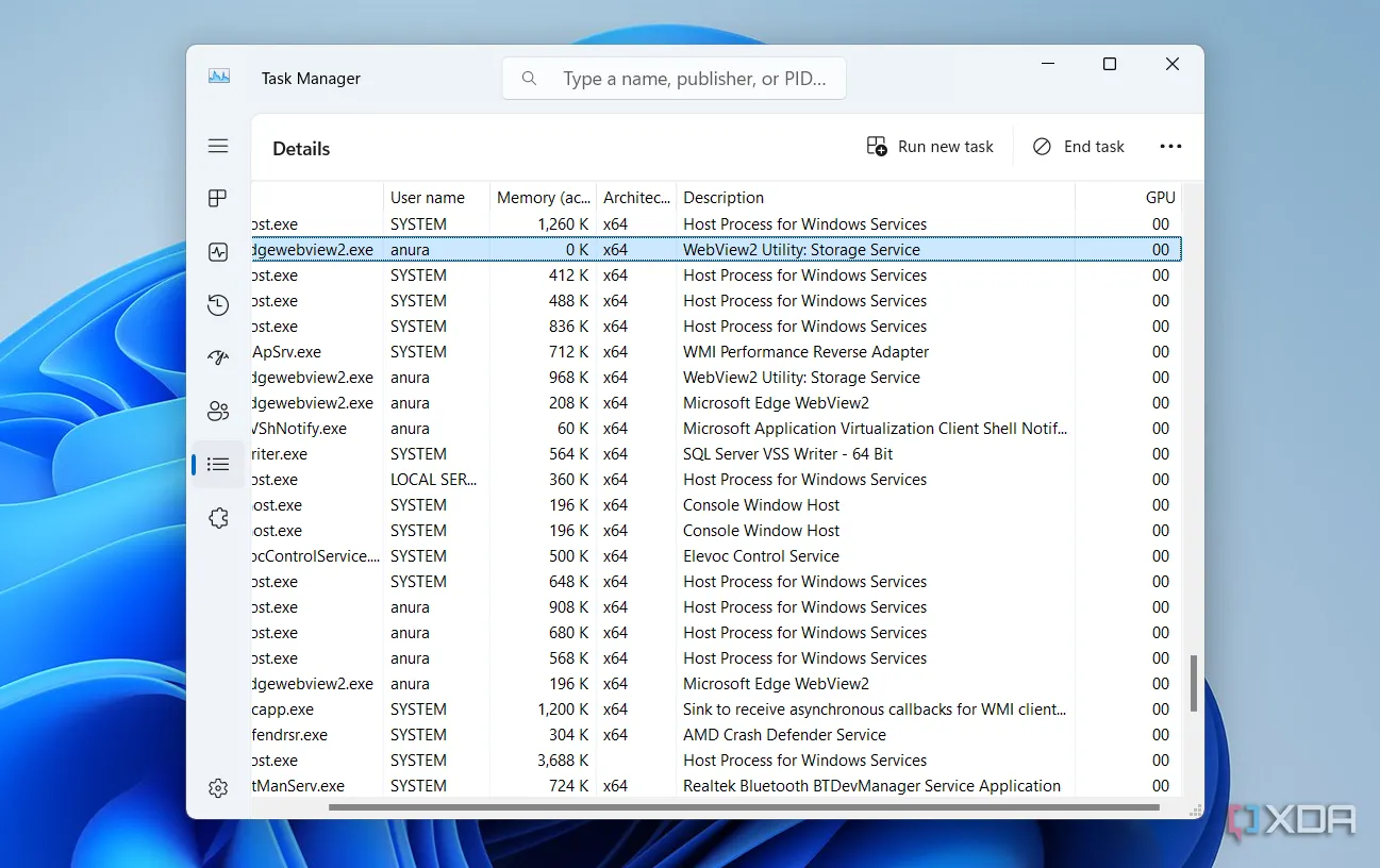 Cột GPU trong Task Manager hiển thị mức độ sử dụng card đồ họa của các ứng dụng