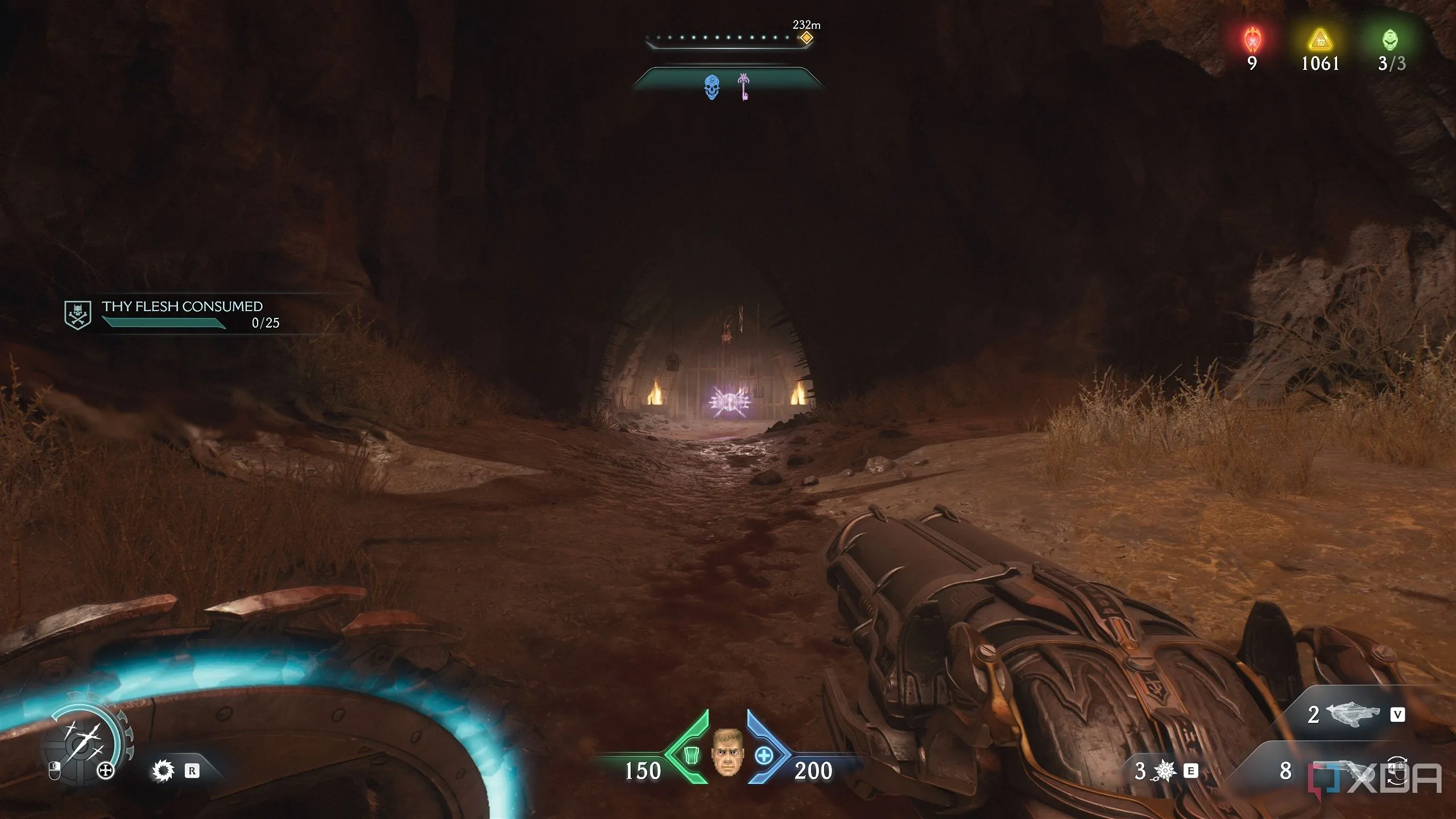 Cửa tím ở xa trong khu vực bí mật 9 của Chapter 22 Doom The Dark Ages