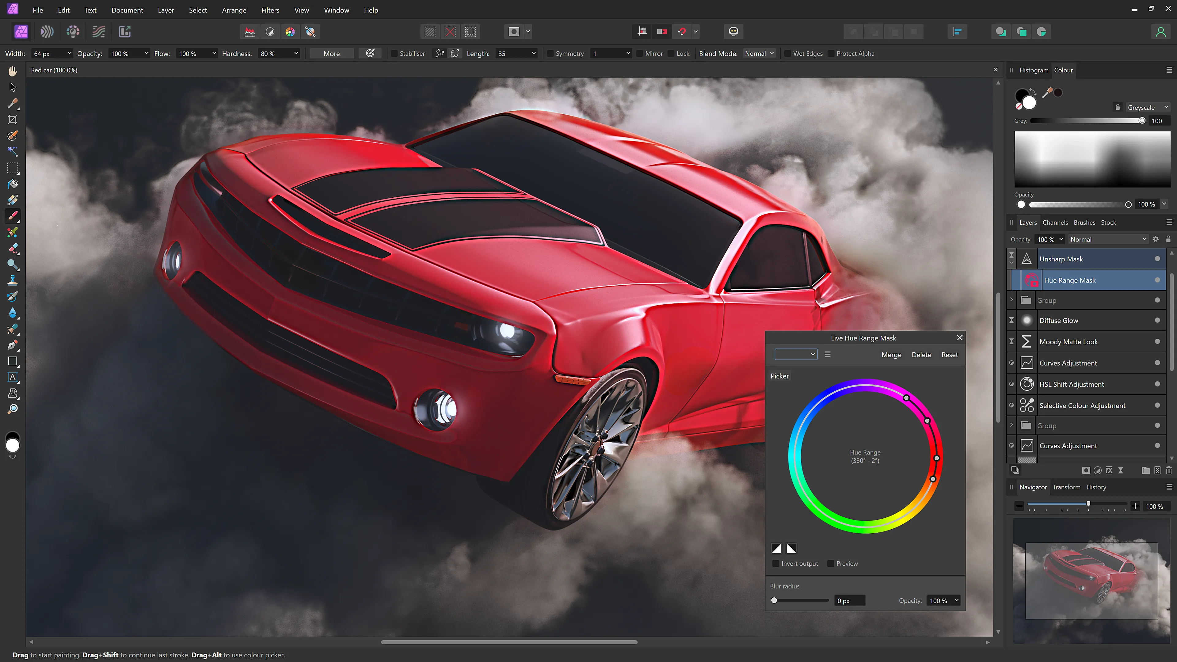 Dự án mẫu trong Affinity Photo 2 minh họa tính năng Live Masks