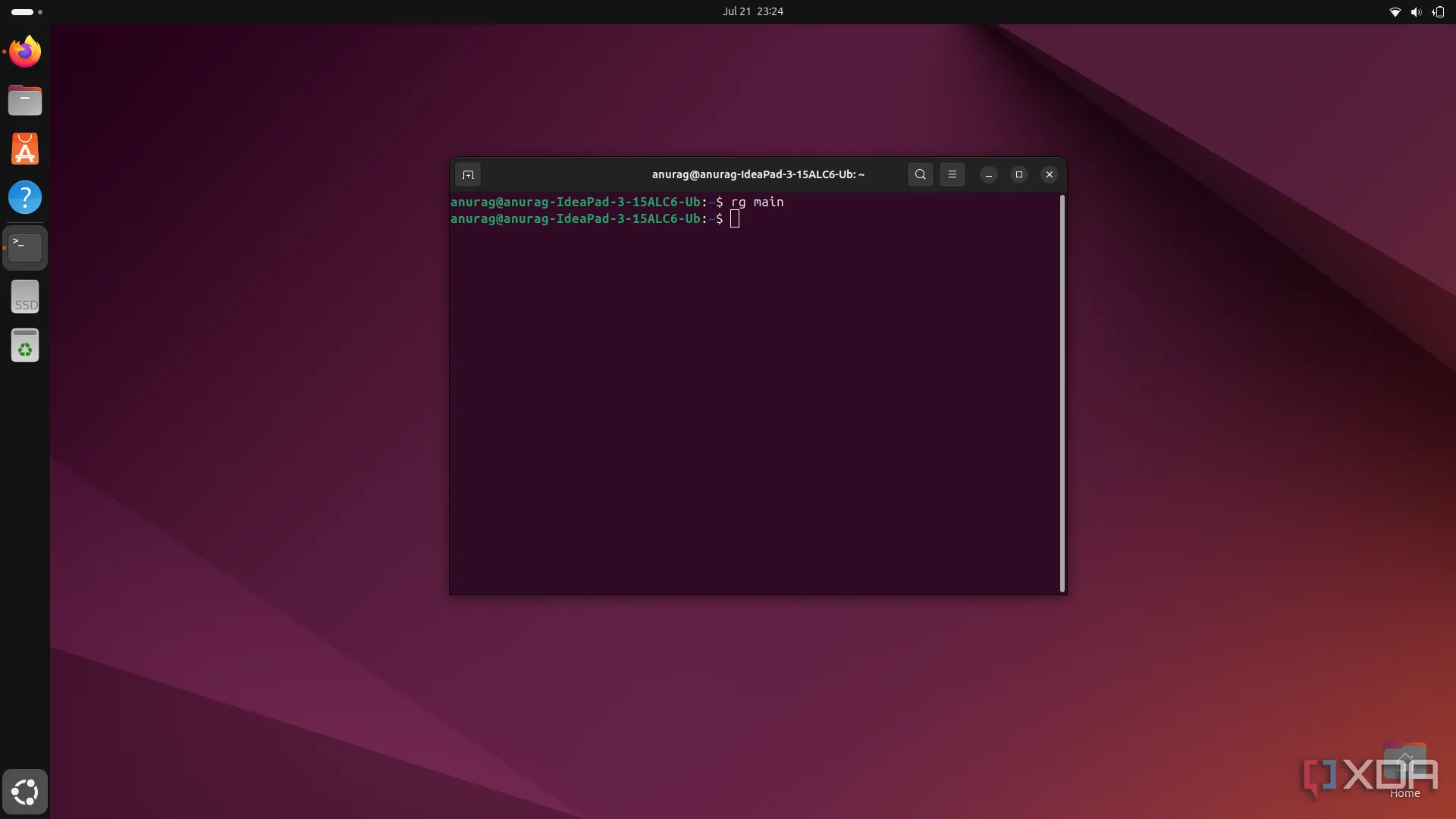 Giao diện công cụ ripgrep hiển thị kết quả tìm kiếm nhanh trên Ubuntu Linux