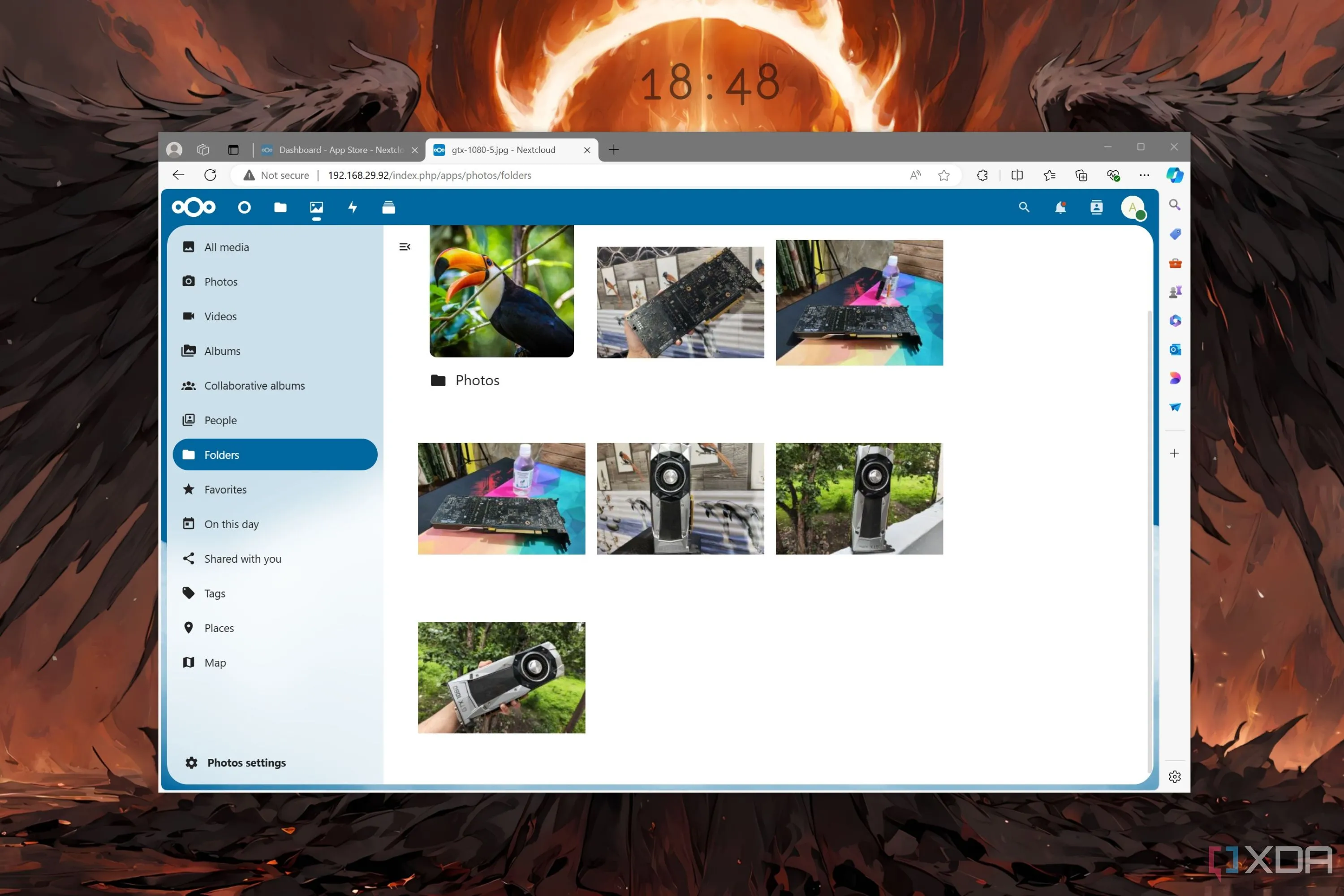 Giao diện Nextcloud Photos hiển thị hình ảnh, hỗ trợ nhận diện khuôn mặt