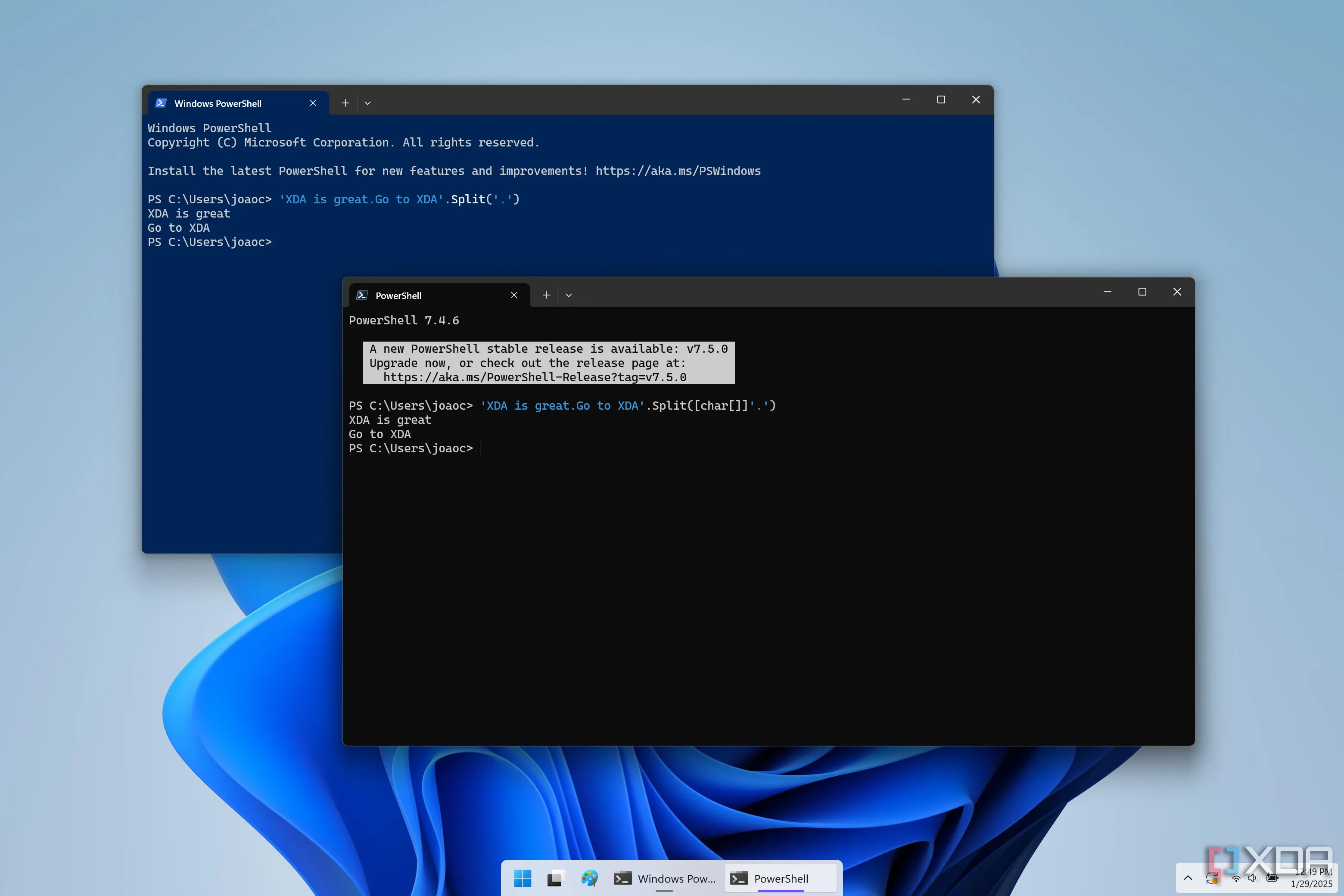 Giao diện PowerShell và Windows PowerShell minh họa môi trường CLI