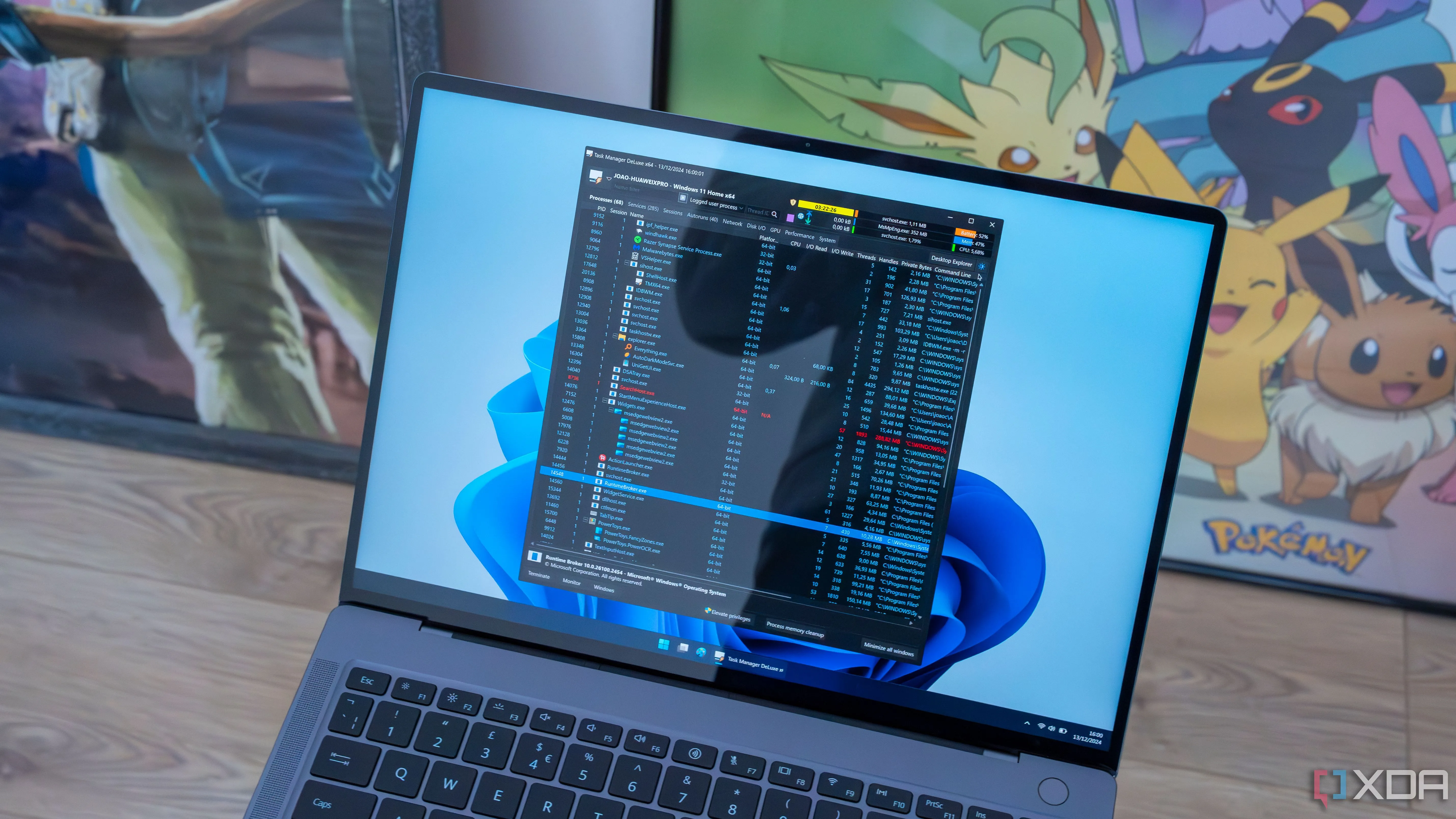 Giao diện Task Manager DeLuxe đang chạy trên laptop Windows 11