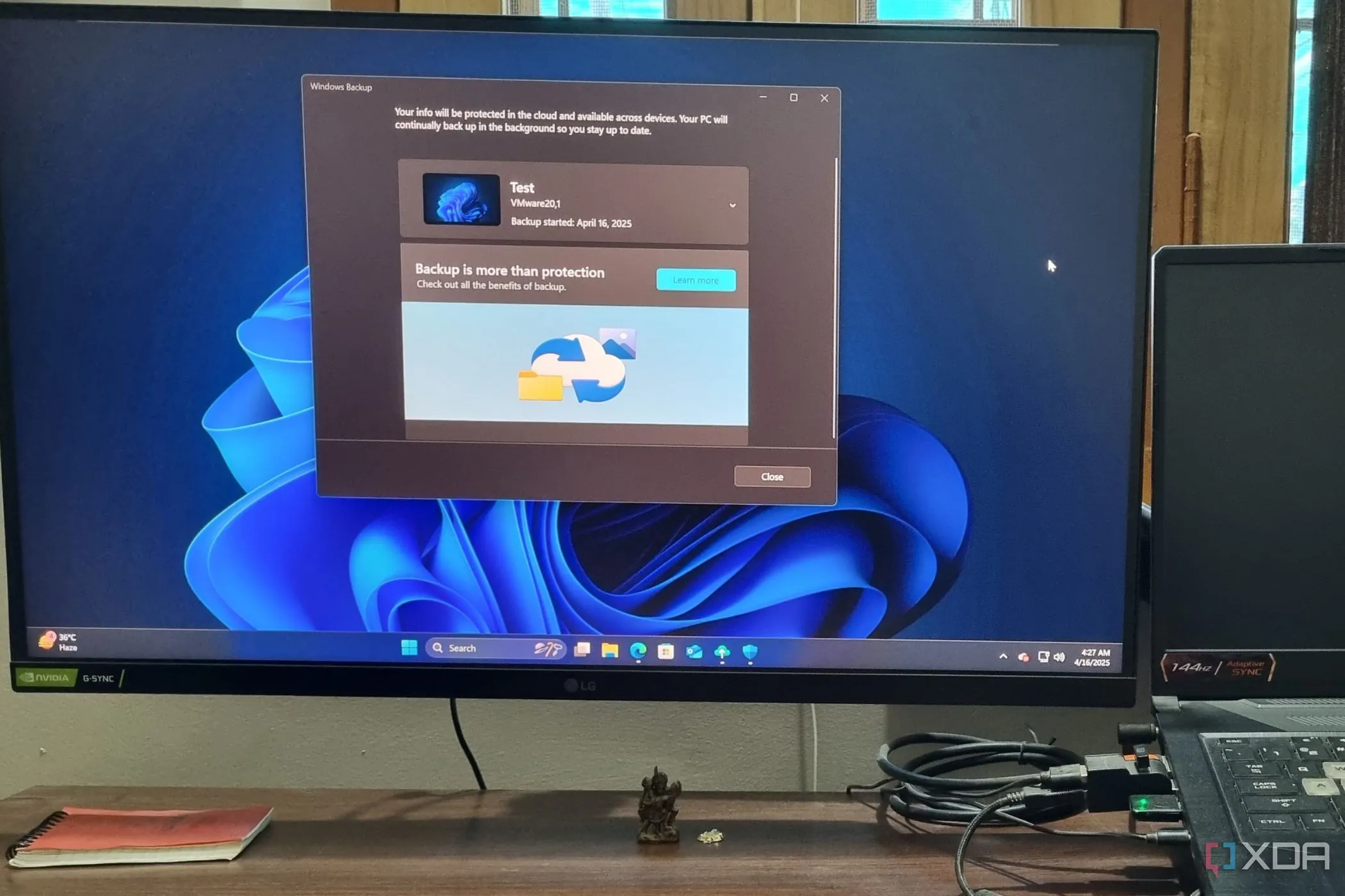Giao diện ứng dụng Windows Backup trên màn hình desktop Windows 11