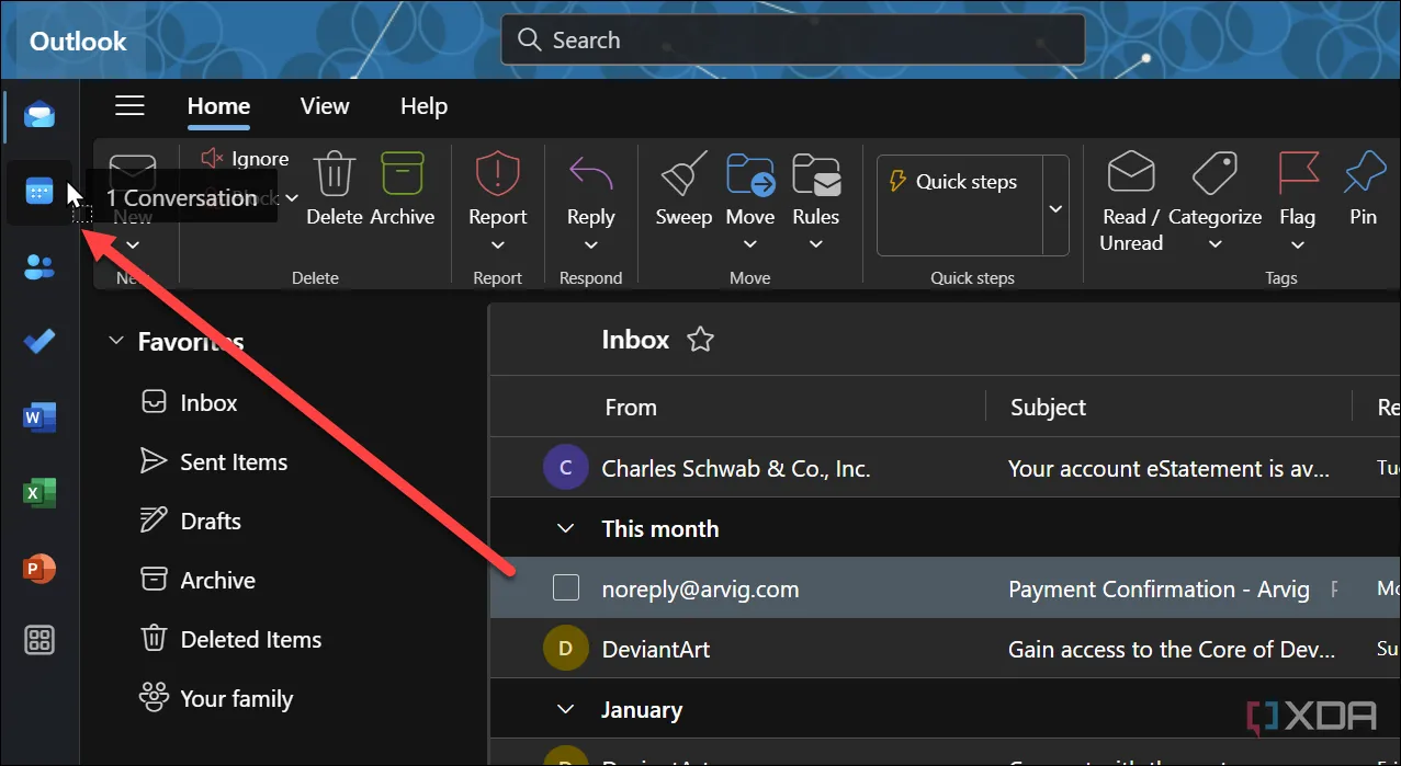 Kéo và thả email vào lịch trong Outlook để tạo cuộc hẹn