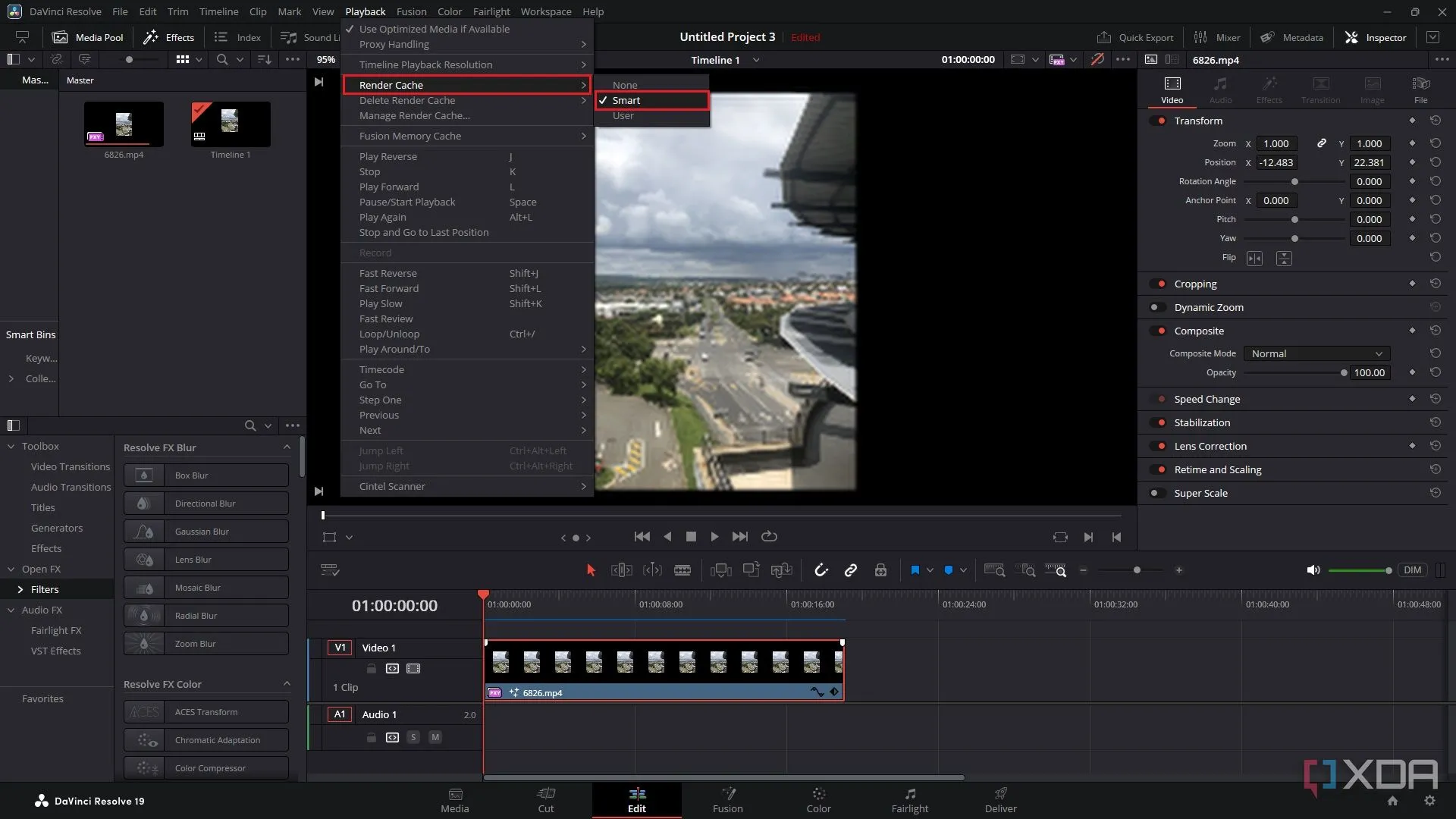 Kích hoạt tính năng Render Cache thông minh trong DaVinci Resolve