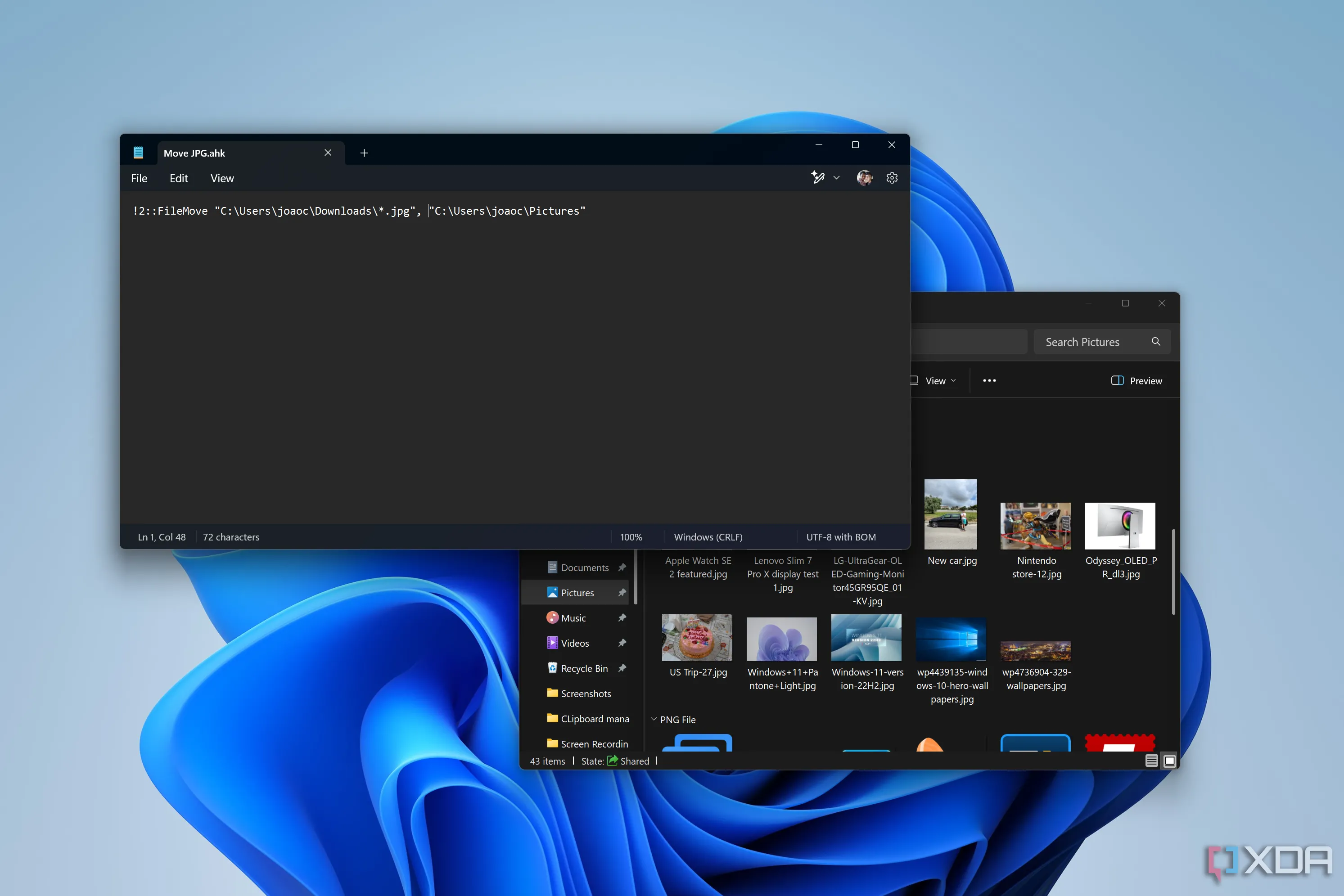 Mã AutoHotkey để tự động di chuyển các tệp JPG vào thư mục Pictures