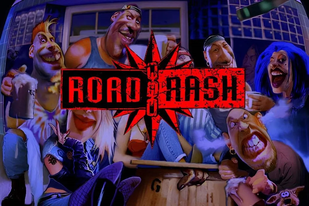 Màn hình menu game đua xe hành động Road Rash, một tựa game kinh điển với các mã gian lận