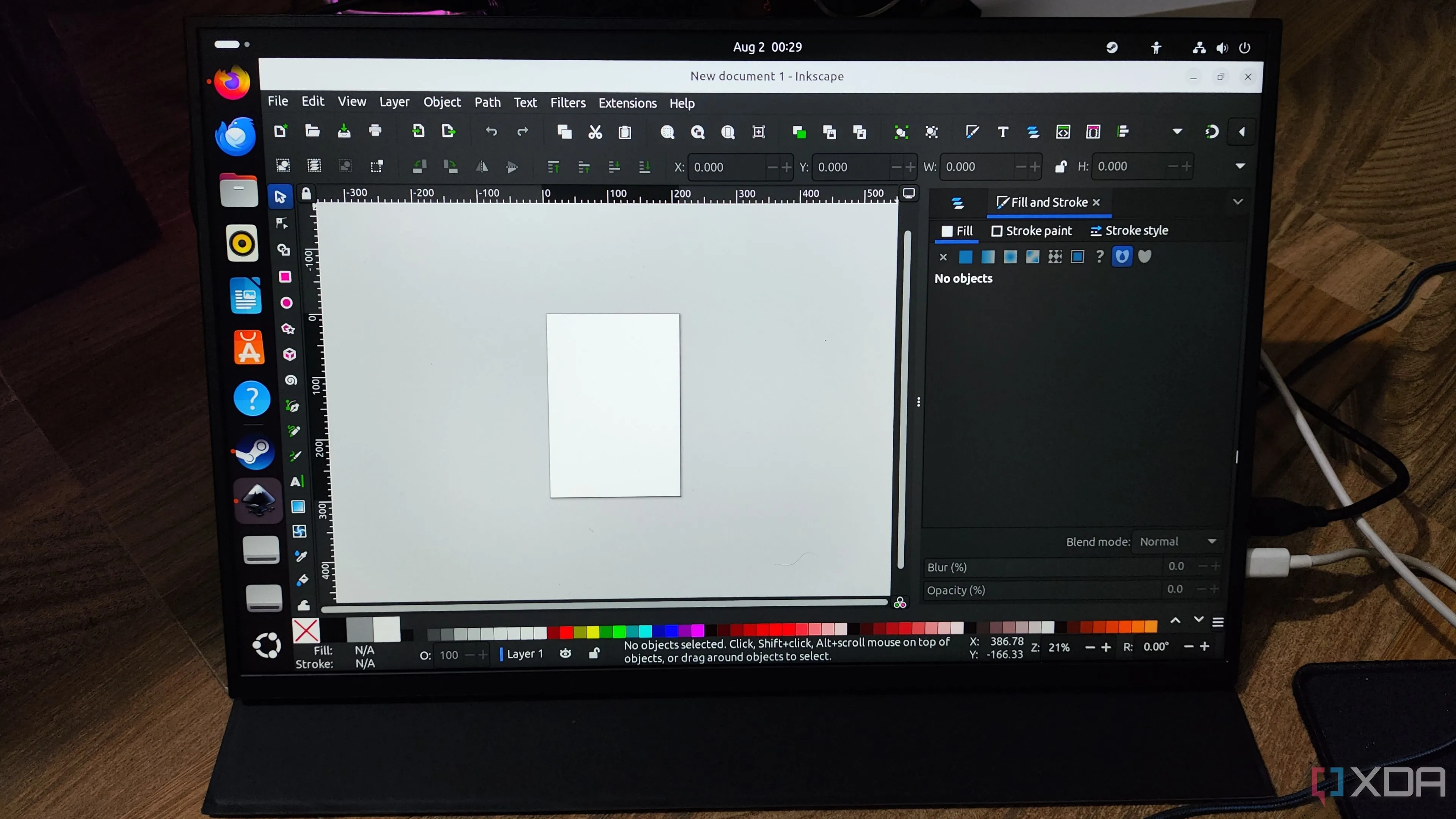 Màn hình Uperfect hiển thị giao diện Inkscape, một trong những lựa chọn thay thế mạnh mẽ cho phần mềm đồ họa trên hệ điều hành Linux