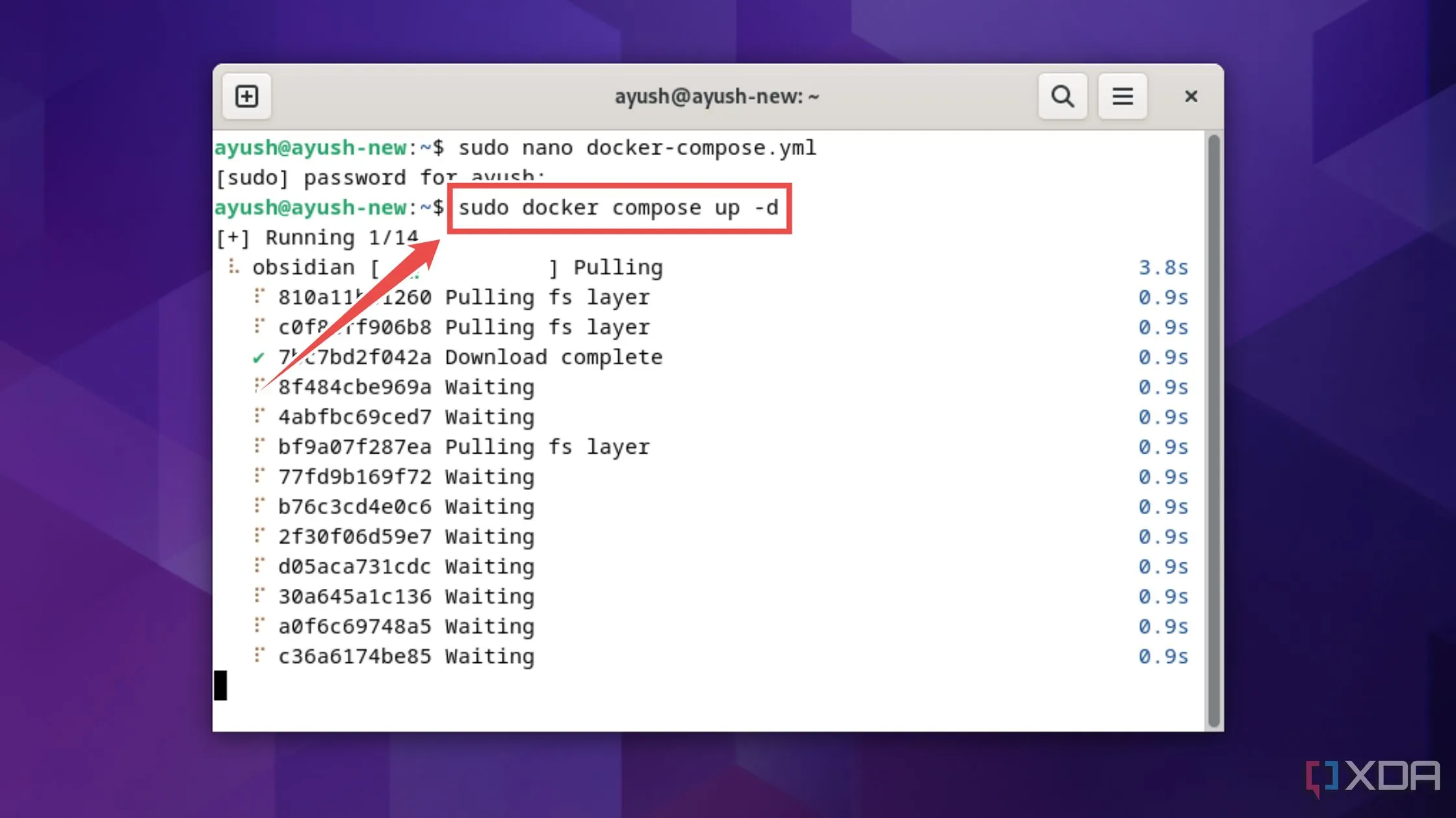 Sử dụng docker-compose.yml để khởi tạo container Obsidian