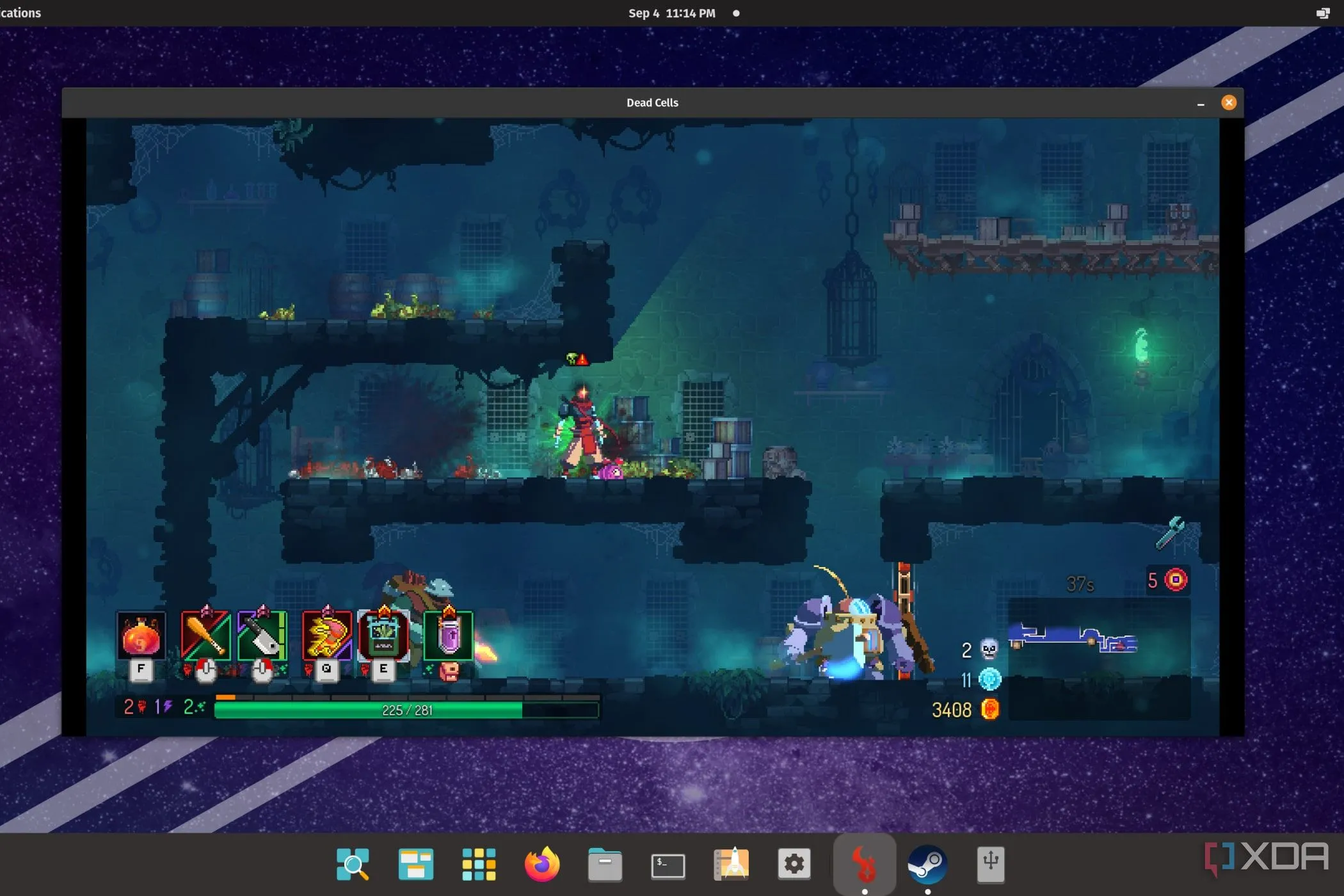 Trò chơi Dead Cells đang chạy trên hệ điều hành Pop!_OS