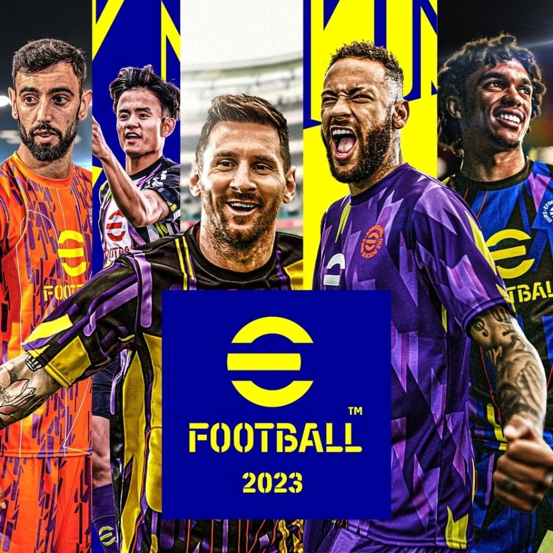 Ảnh bìa game eFootball, phiên bản đổi tên và tái khởi động của series Pro Evolution Soccer.