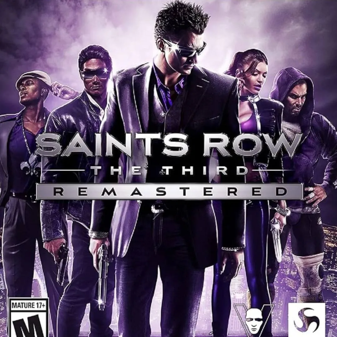 Ảnh bìa game Saints Row: The Third Remastered, game thế giới mở nổi tiếng với lối chơi điên rồ.