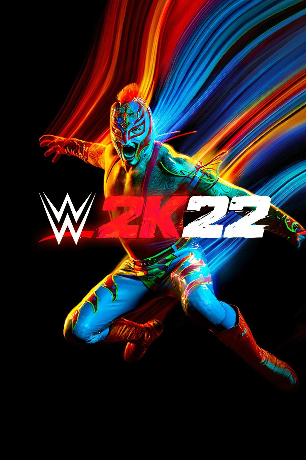 Ảnh bìa game WWE 2K22 với đô vật Rey Mysterio, biểu tượng cho sự trở lại và chuộc lỗi của series sau phiên bản tệ hại.