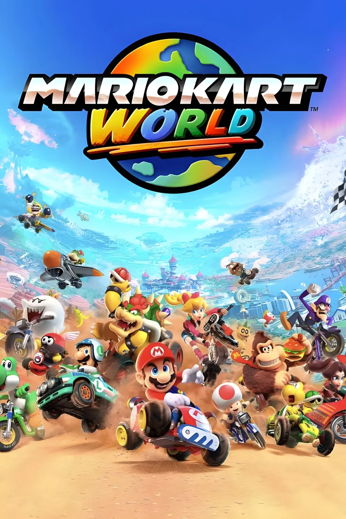 Ảnh bìa trò chơi Mario Kart World, tựa game đua xe mới ra mắt cho Nintendo Switch 2