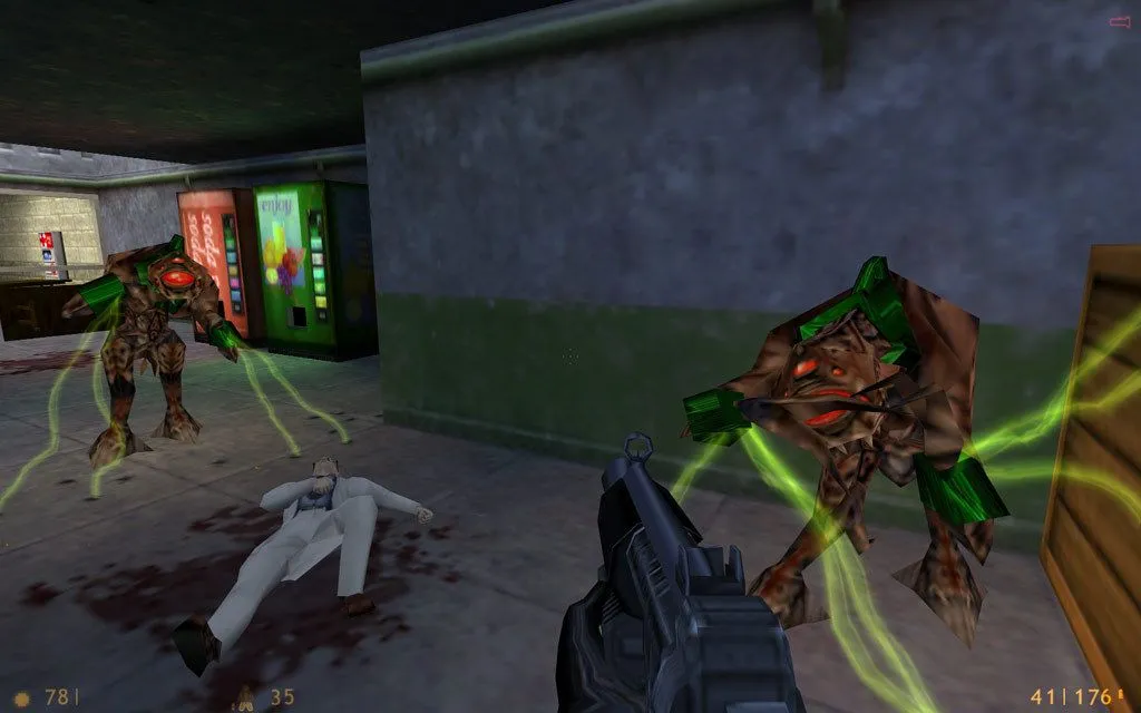 Ảnh chụp màn hình game bắn súng góc nhìn thứ nhất Half-Life, tựa game định nghĩa lại thể loại FPS
