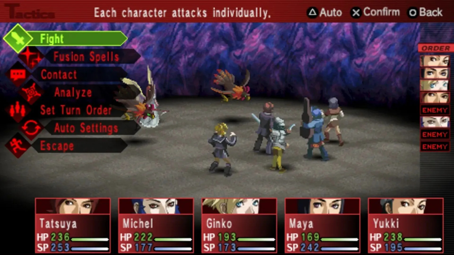 Ảnh chụp màn hình gameplay của Shin Megami Tensei: Persona 2 - Innocent Sin